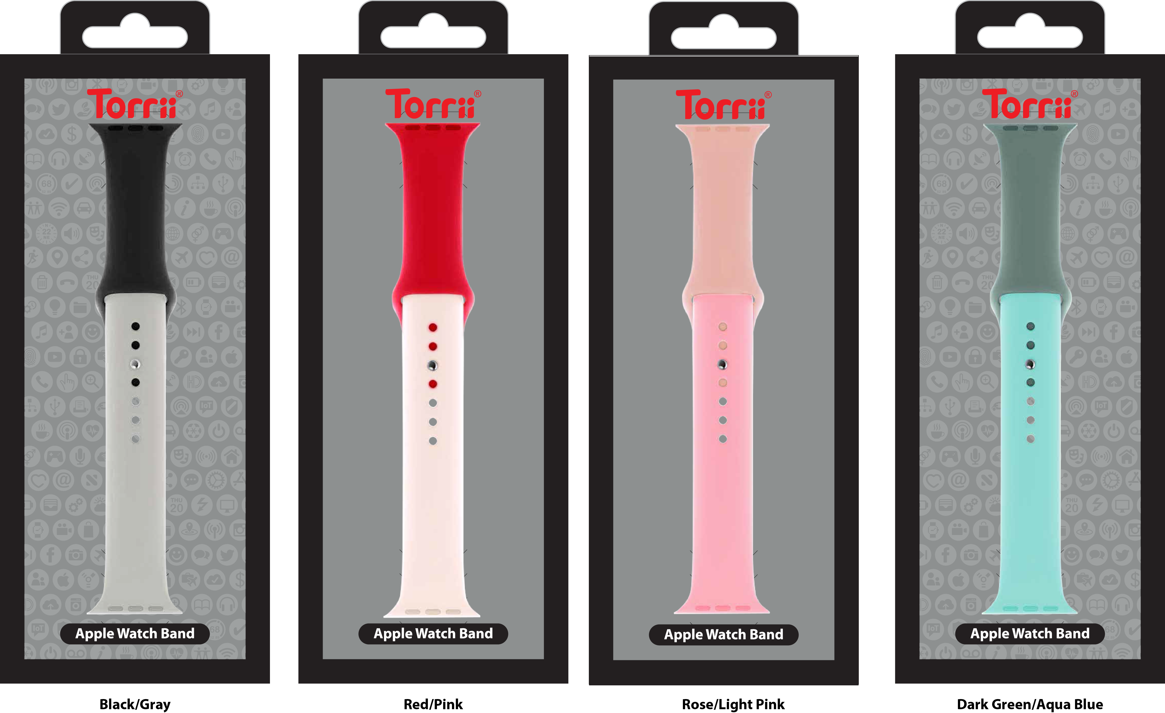 Torrii Silicone Mix Watch Band For Apple Watch 49/ 45/ 44 /42 mm - Rose/Light Pink