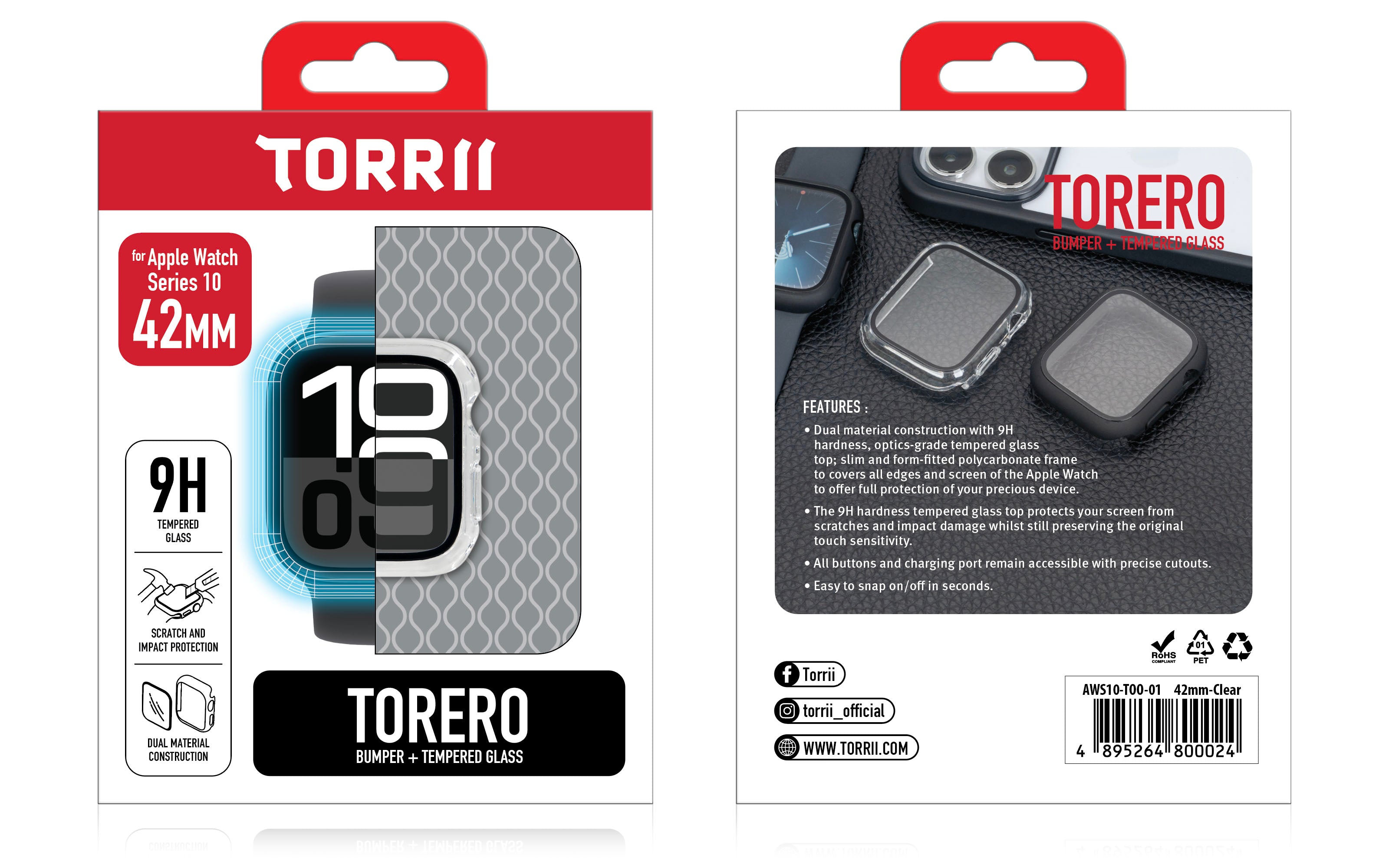 Torrii Torero Apple Watch Series 10 42mm Case With Screen Protector - Clear