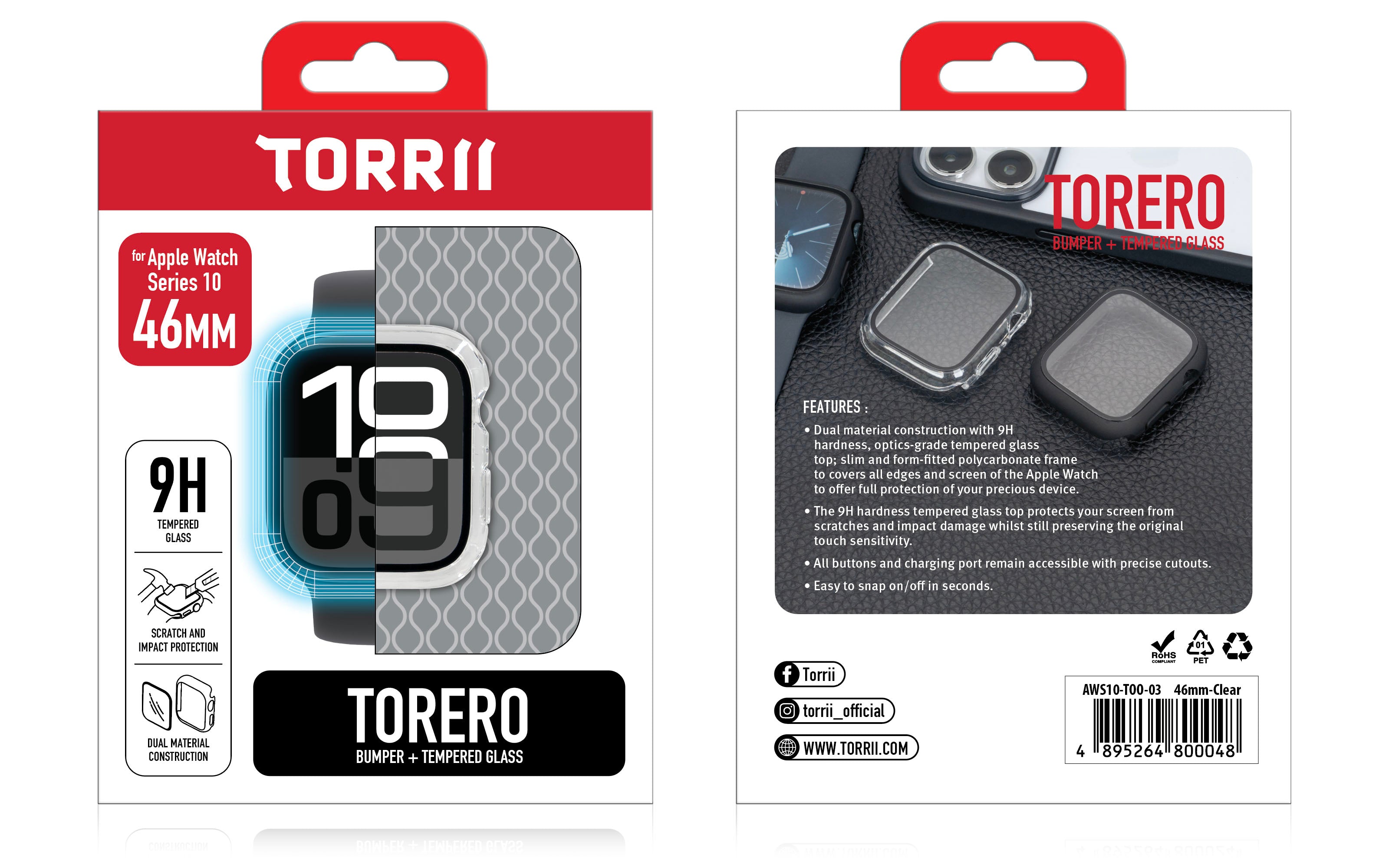 Torrii Torero Apple Watch Series 10 46mm Case With Screen Protector - Clear