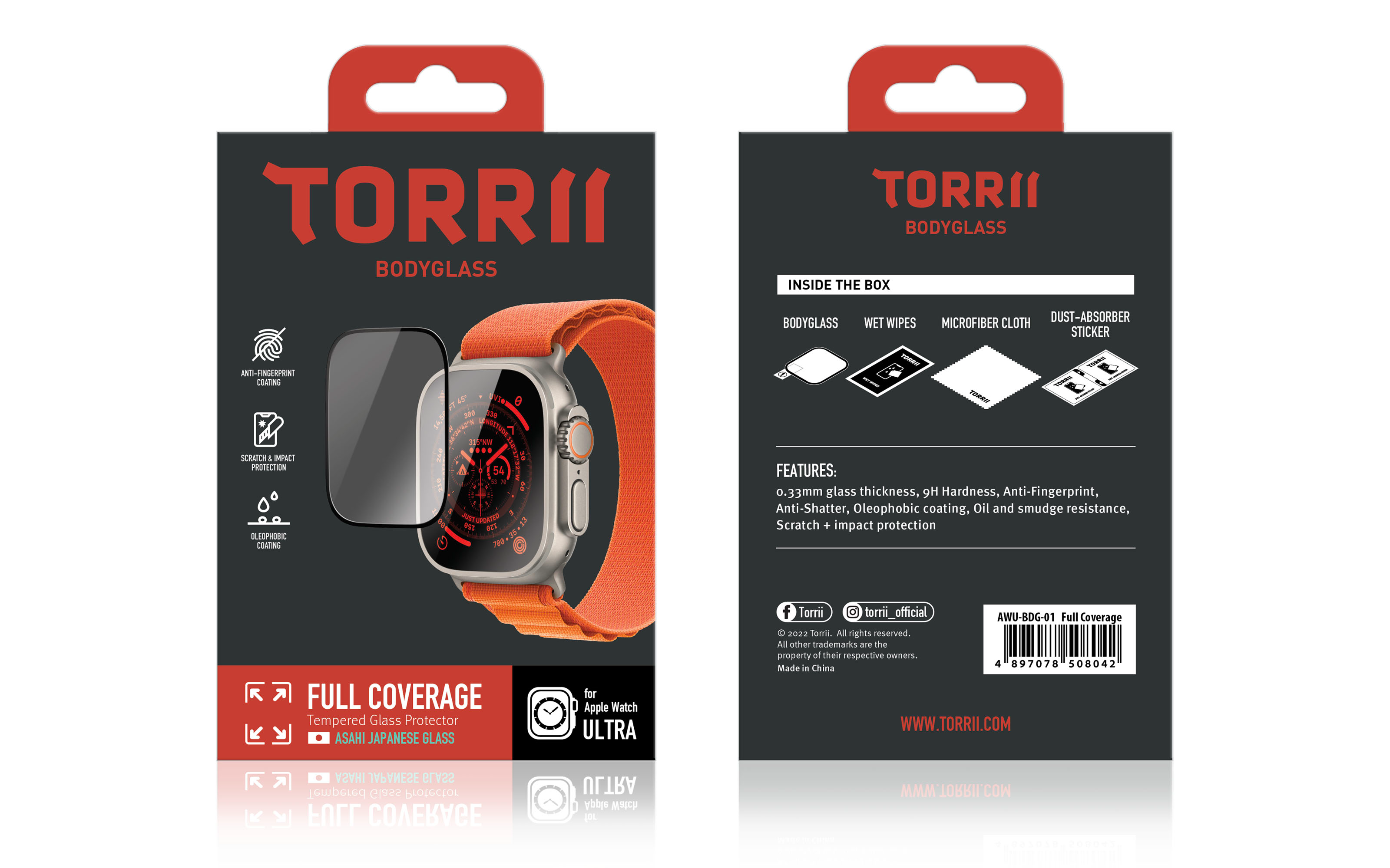 Torrii Bodyglass Screen Protector For Apple Watch Ultra 49mm – Full Coverage Black