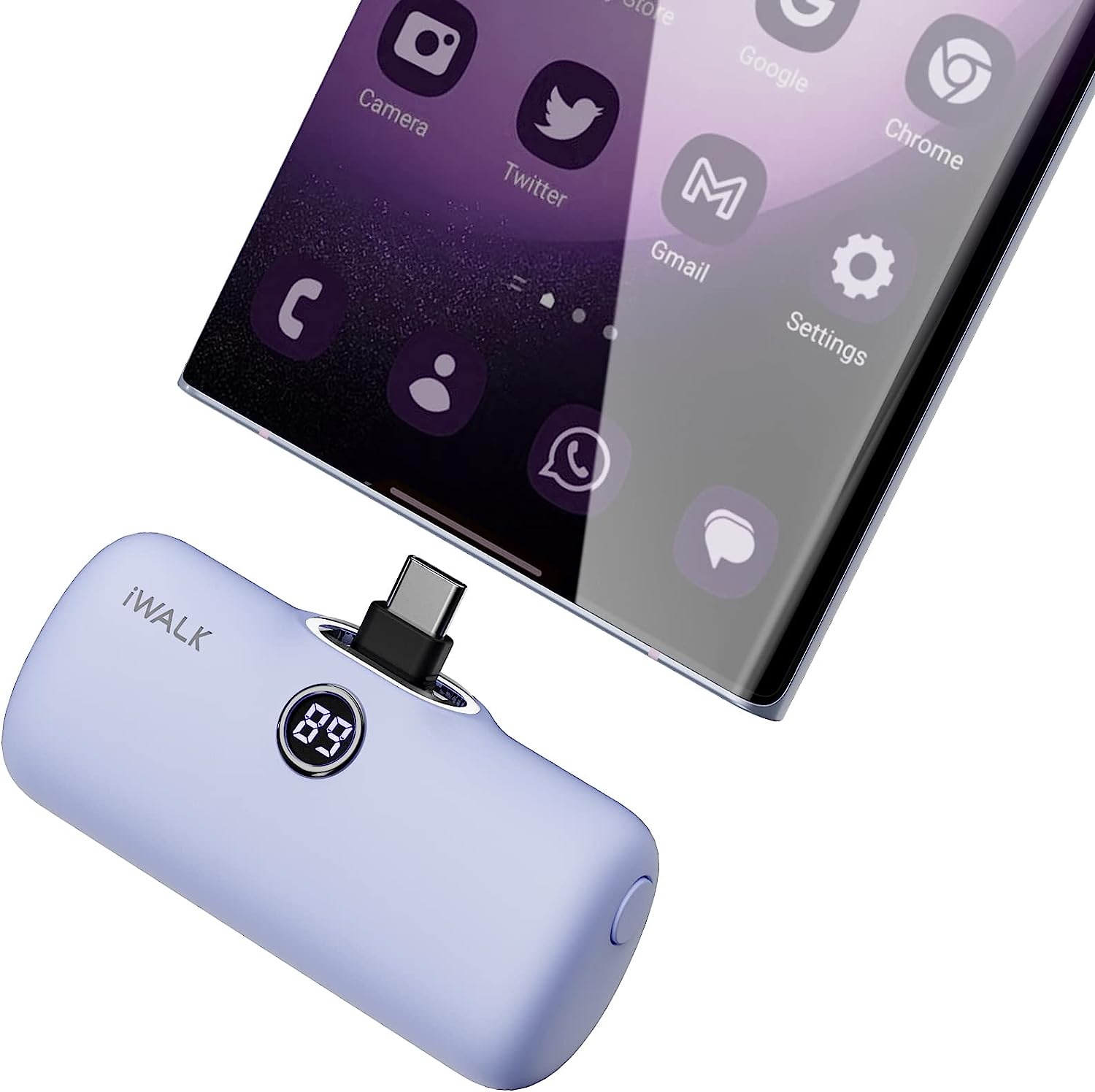 iWalk Linkme Pro Type-C Fast Charge 4800mAh Pocket Battery With Battery Display - Purple