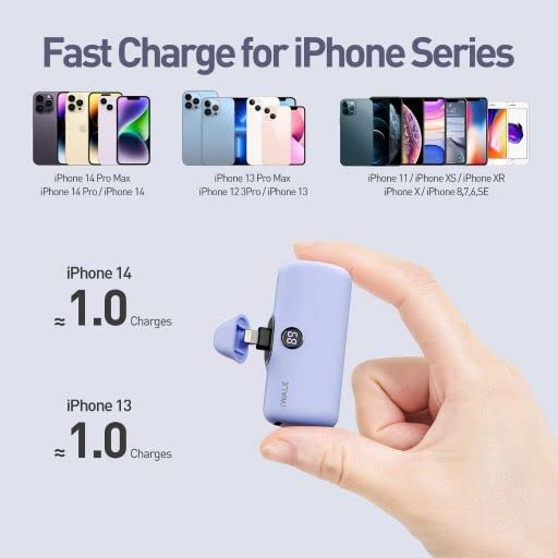 iWalk Linkme Pro Fast Charge 4800mAh Pocket Battery With Battery Display For iPhone - Purple