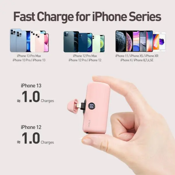 iWalk Linkme Pro Fast Charge 4800mAh Pocket Battery With Battery Display For iPhone - Pink
