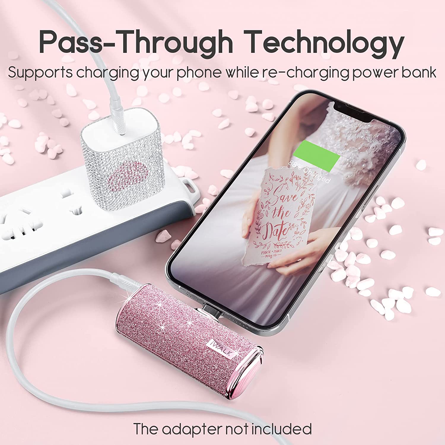 iWalk Linkme Plus Pocket Battery 4500 mAh For iPhone - Pink Diamond