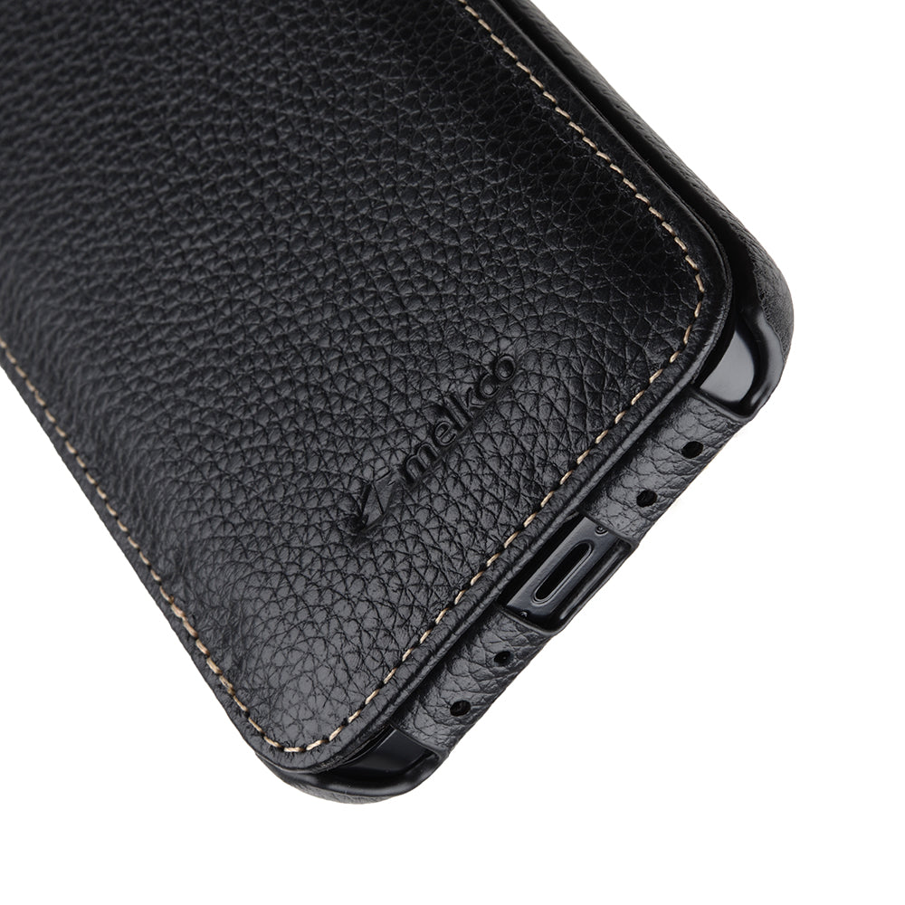 Melkco Jacka Series Lai Chee Pattern Premium Leather For Apple iPhone 12 Pro Max - Black Lc