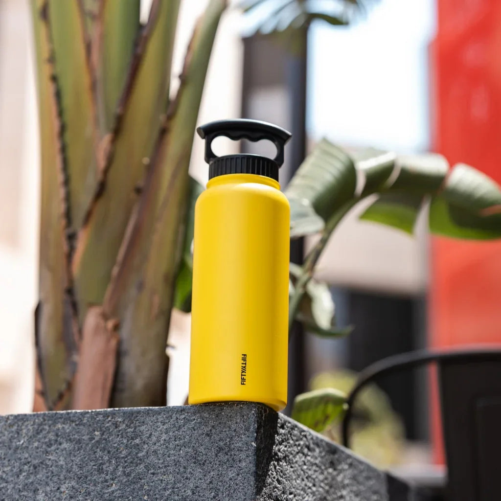 Fifty/Fifty 1L Bottle 3 Finger Lid - Yellow - Tashqila