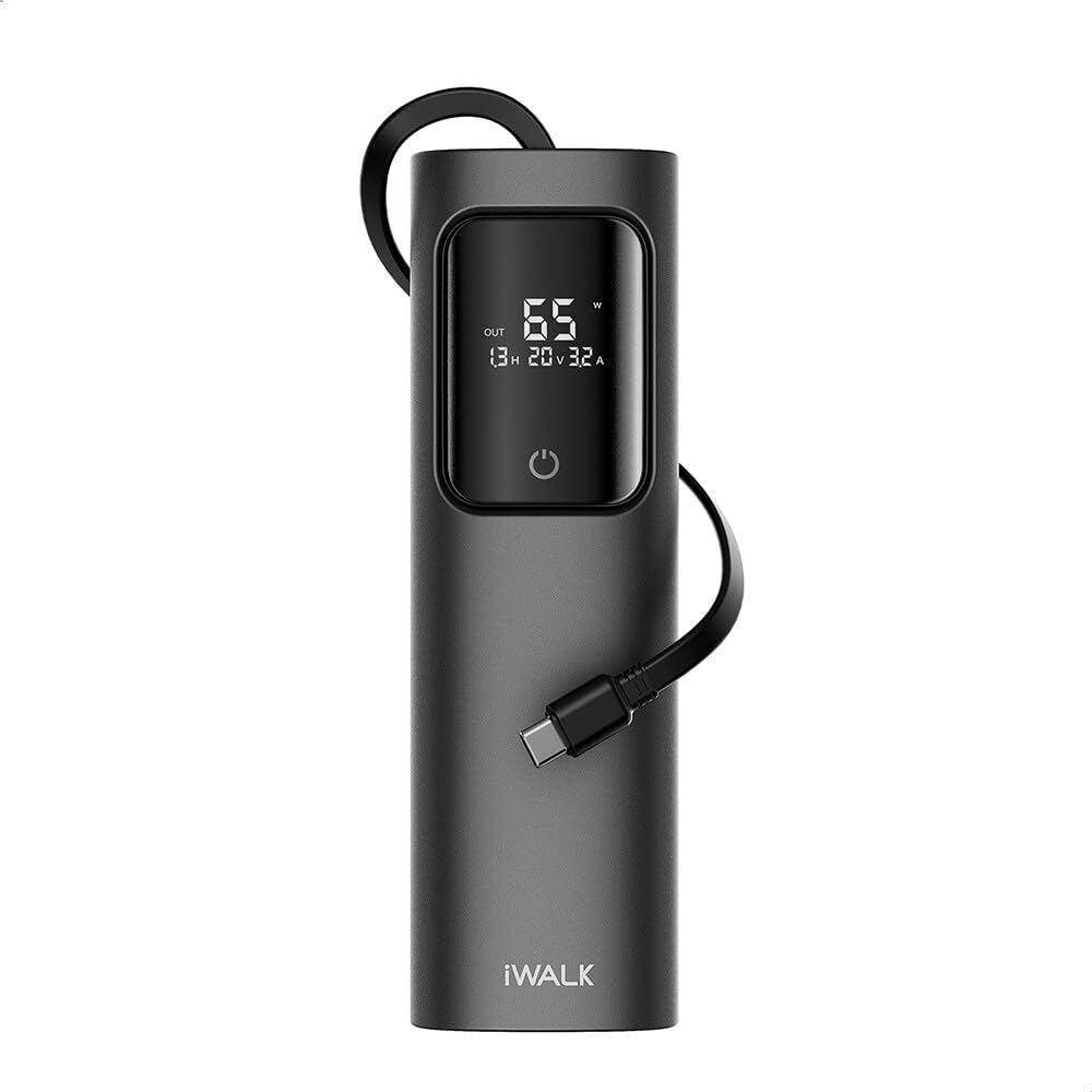 iWalk Tanker 65W Powerbank 20000mAh PD With Build In Cables - Black