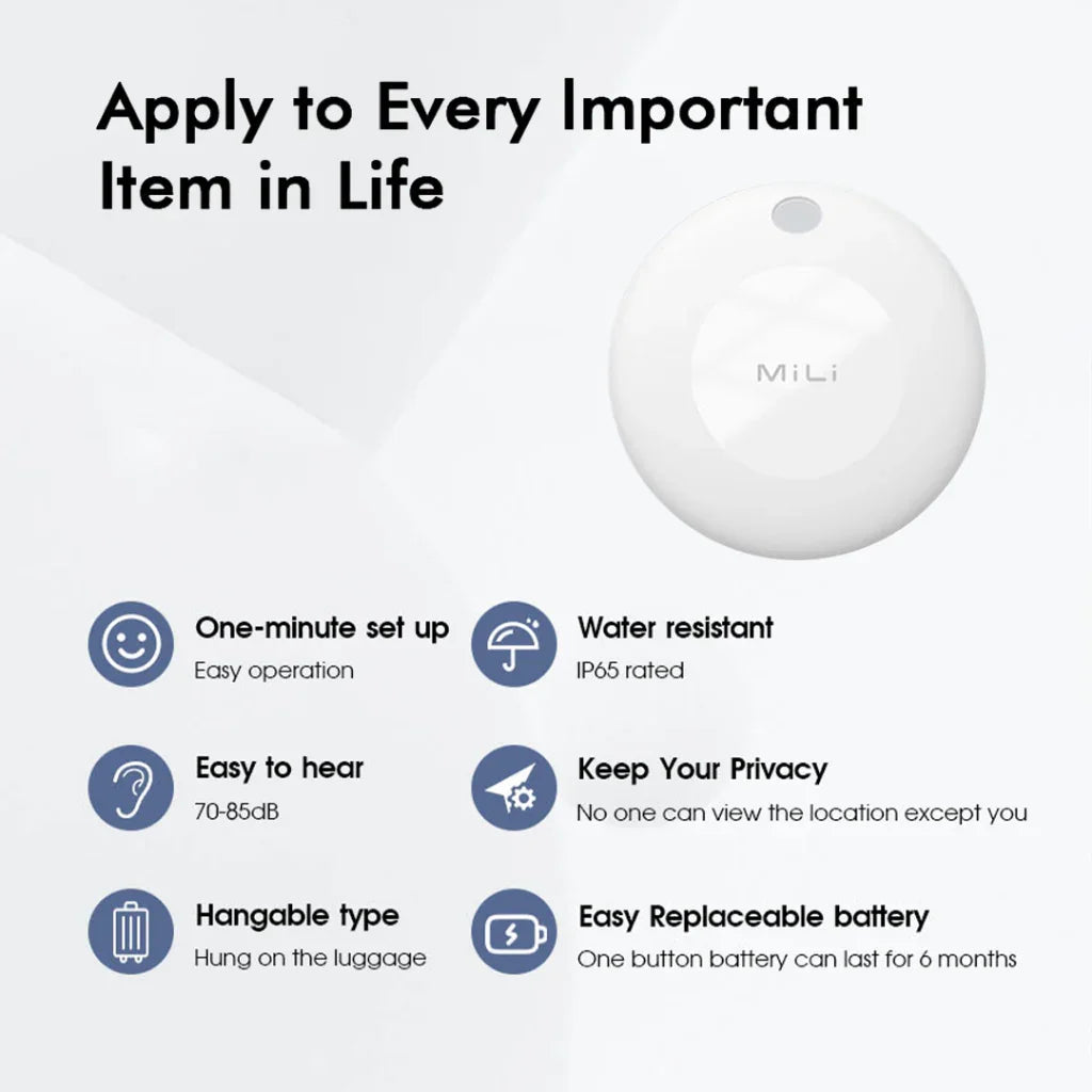 Mili MiTag Plus Item Finder With Luggage Tag - Black - Tashqila