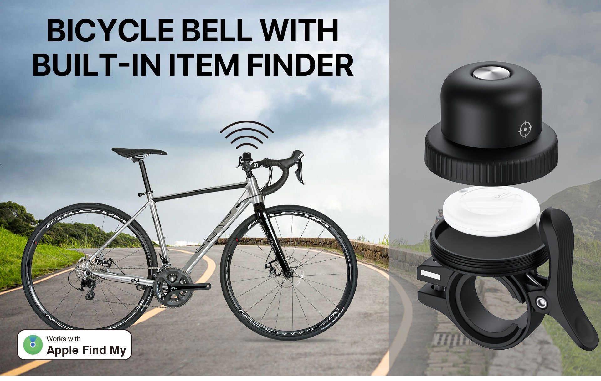 MiLi MiBell Bicycle Anti Loss Bell with Tracker - Black