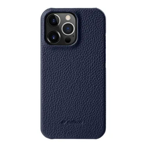 Melkco Back Snap Series Leather Regal Case With Magsafe For iPhone 14 Pro - Dark Blue