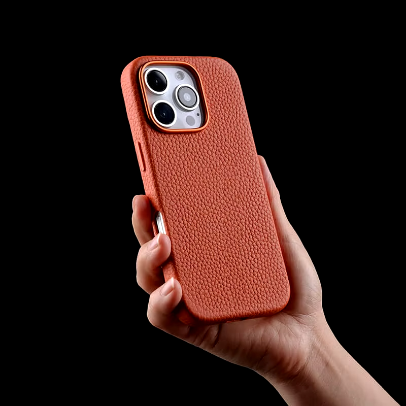 iPhone 16 Pro Melkco Origin Paris Premium Leather Magsafe Cover - Orange