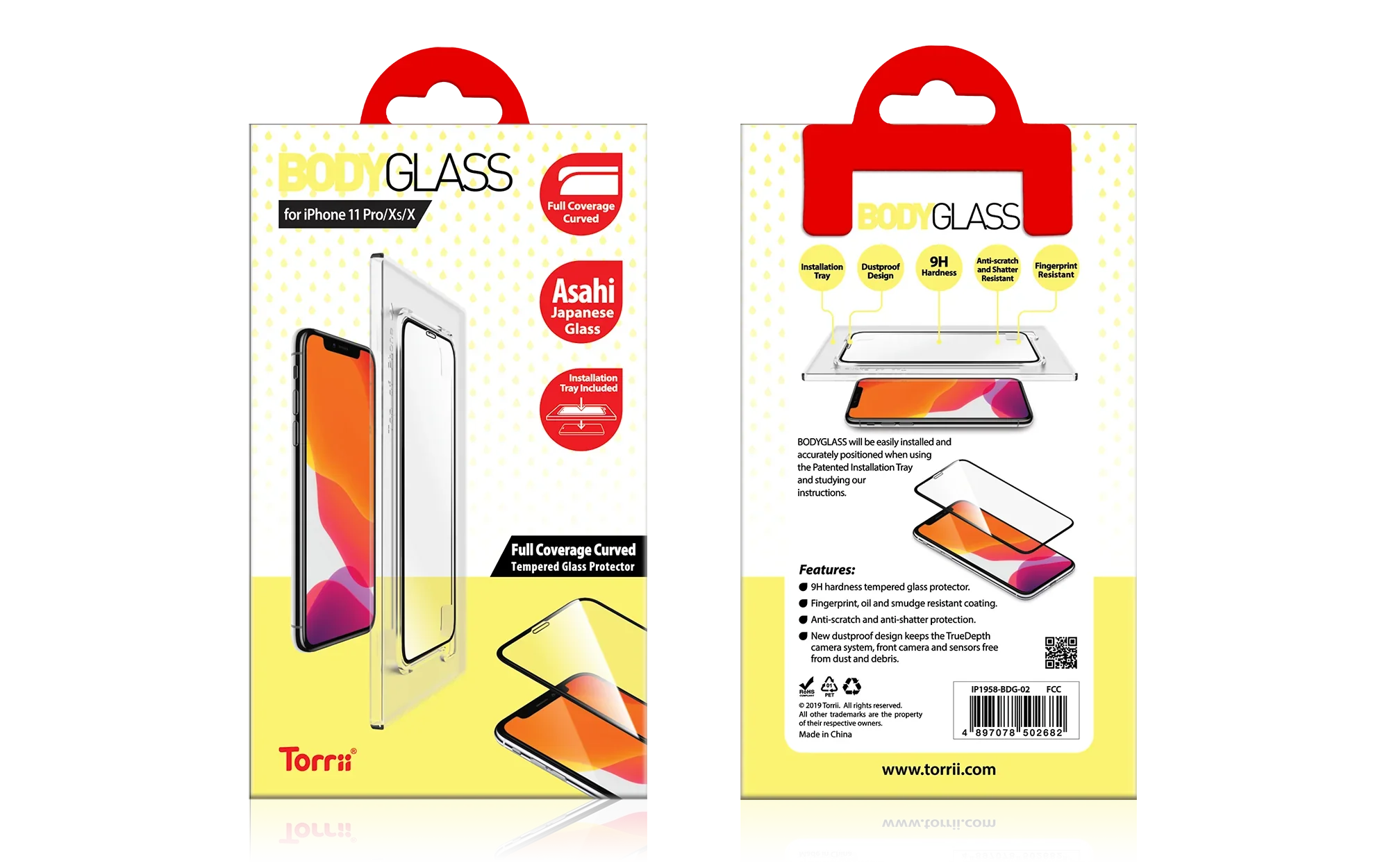 Torrii Bodyglass Full Coverage Curved For iPhone 11 Pro - Black - Tashqila