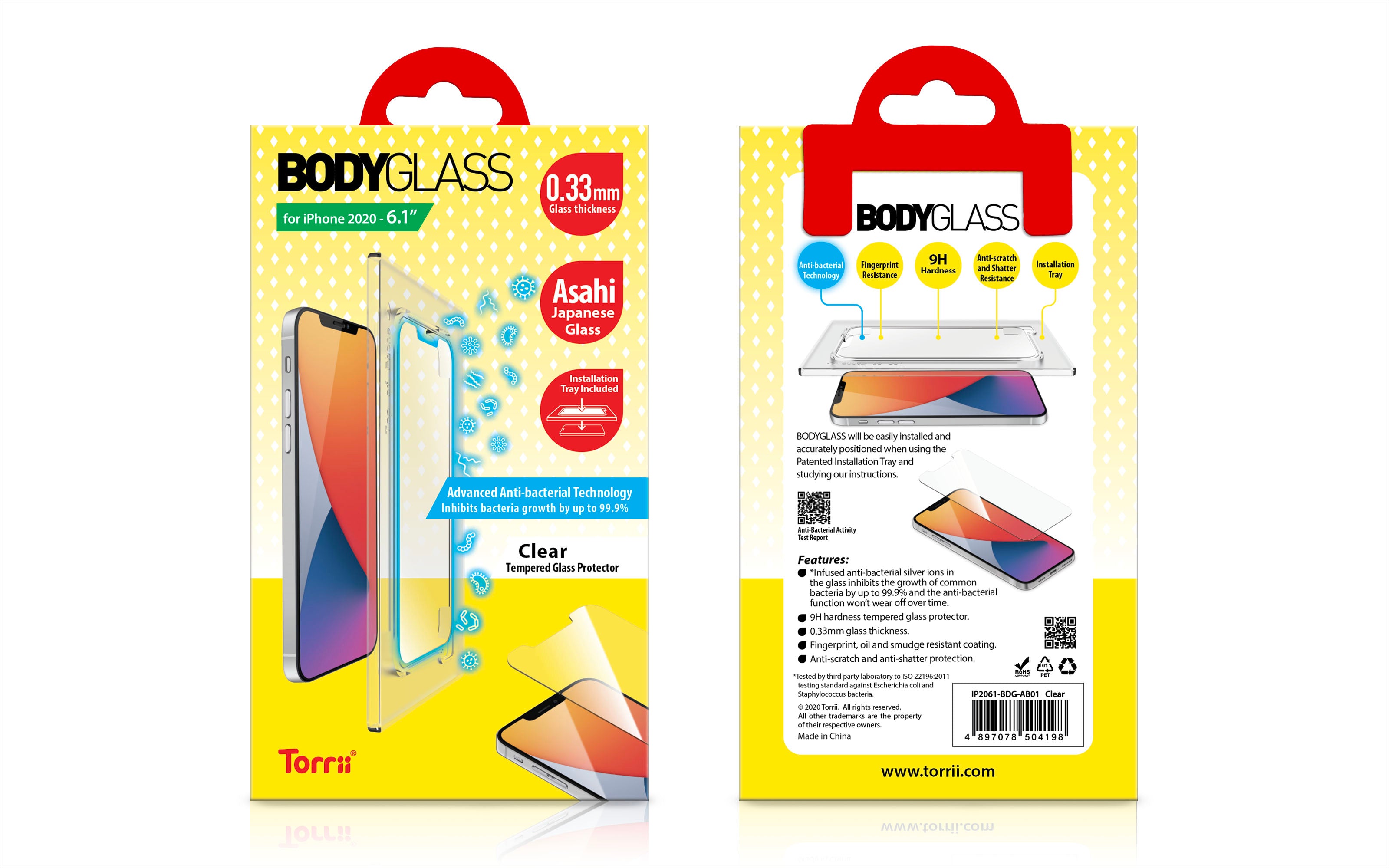 Torrii Bodyglass Anti-Bacterial Coating For iPhone 12 & 12 Pro - Clear