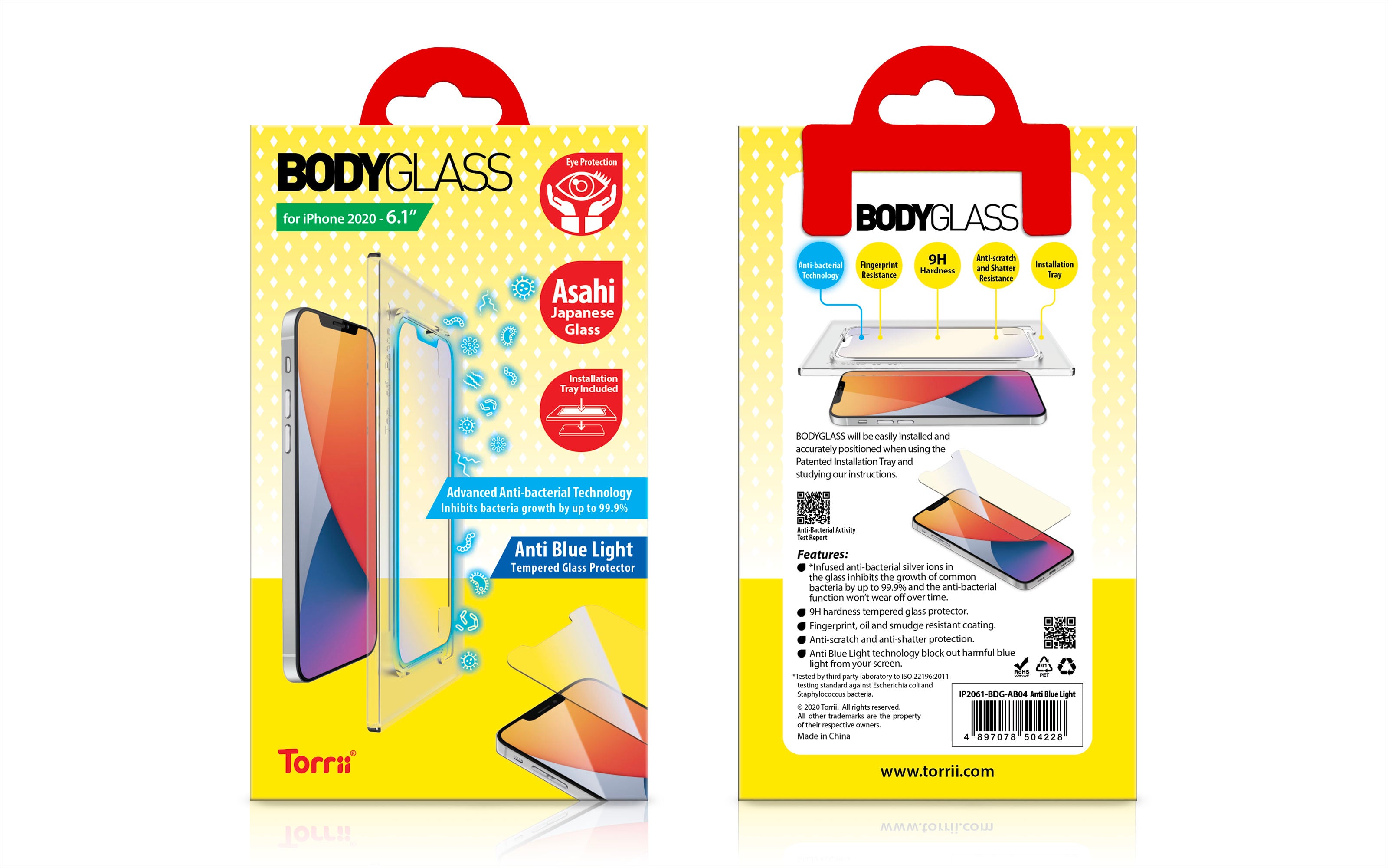 Torrii Bodyglass Anti-Bacterial Coating For iPhone 12 & 12 Pro - Anti Blue Light