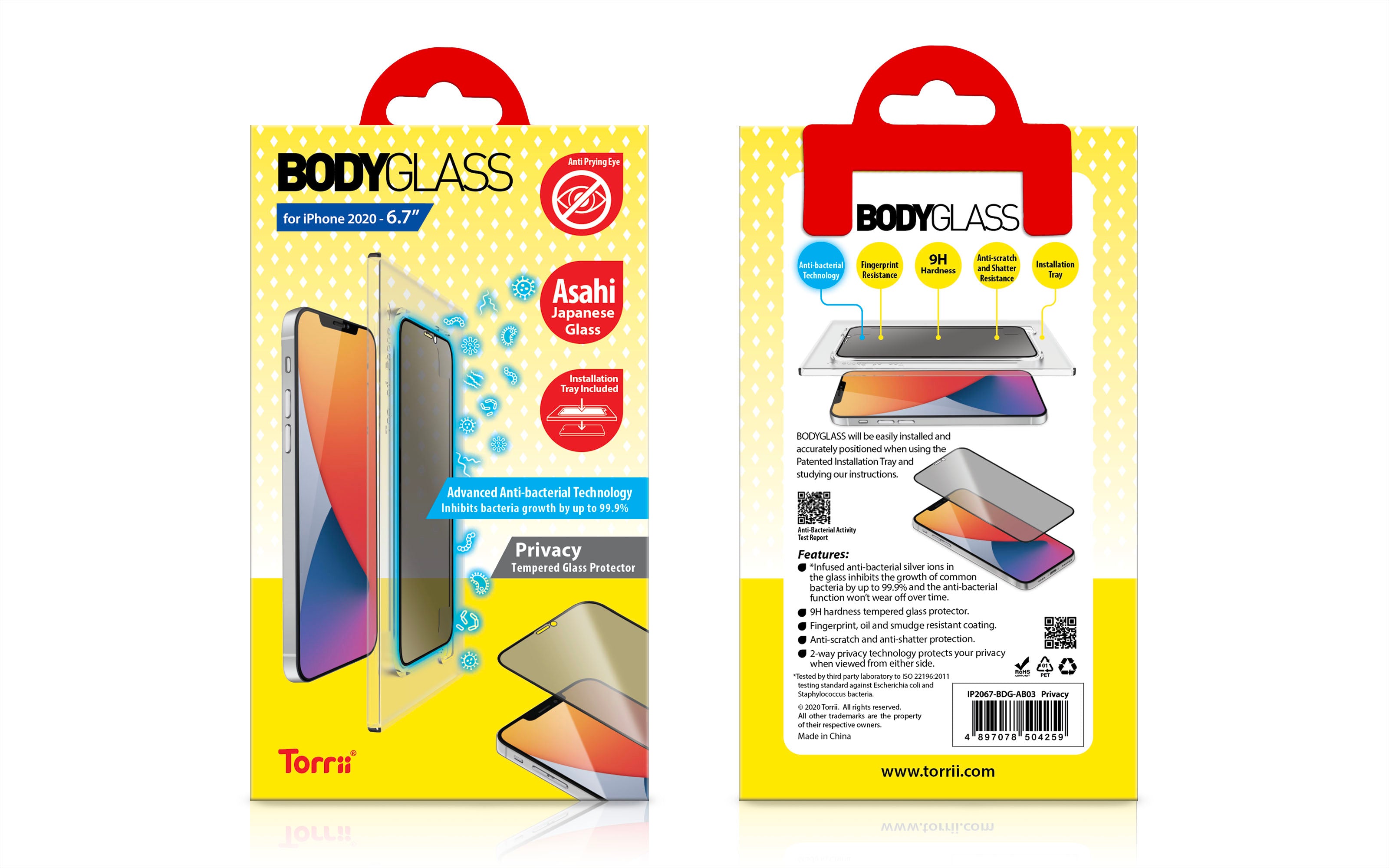 Torrii Bodyglass Anti-Bacterial Coating For iPhone 12 Pro Max - Privacy