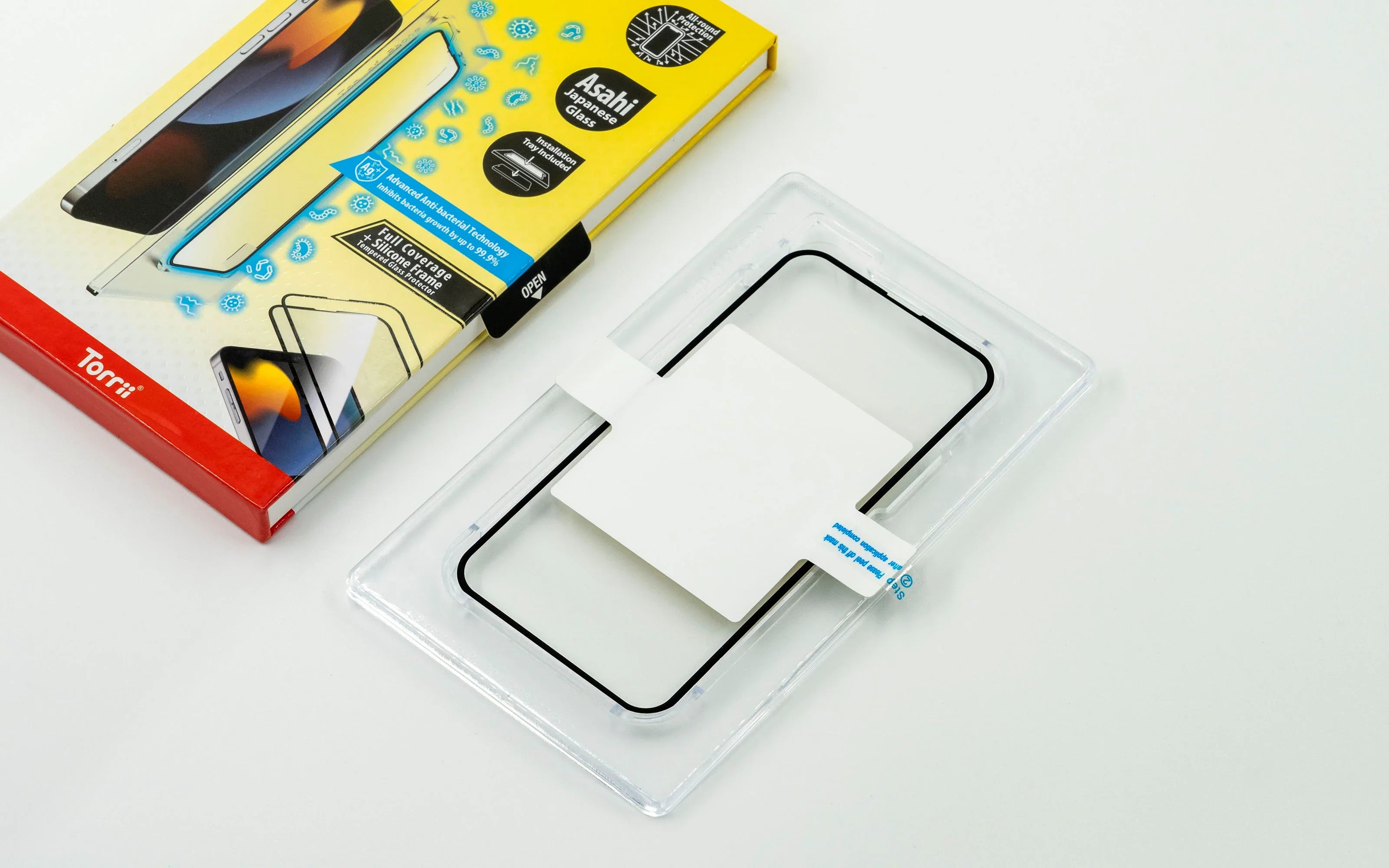 Torrii Bodyglass Screen Protector For iPhone 13/13 Pro Anti-Bacterial Coating - Full Coverage + Silicone Frame - Black - Tashqila