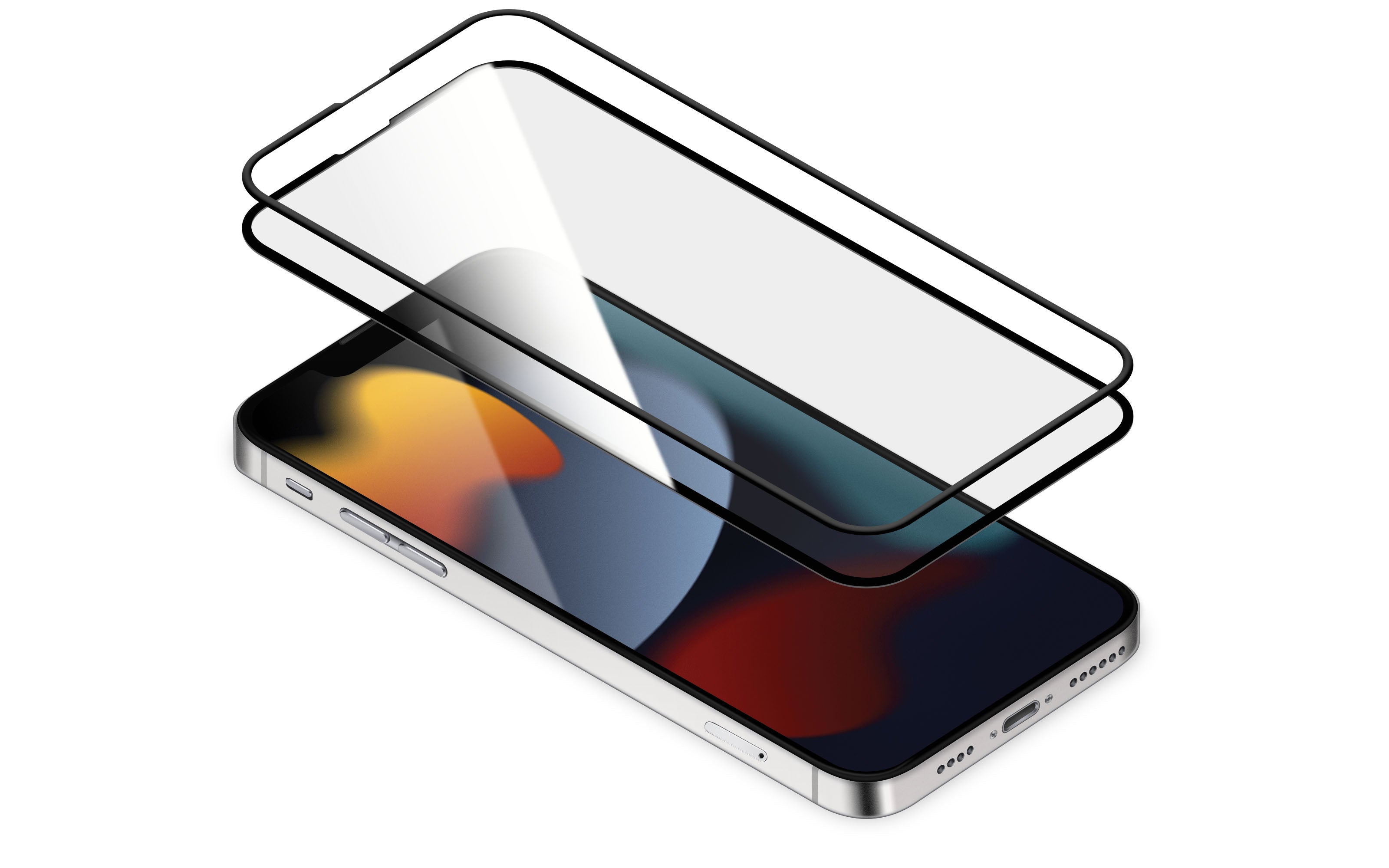 توري بودي جلاس حماية زجاجية كاملة لشاشة هاتف ايفون 13 برو ماكس مضادة للبكتيريا مع اطار سيليكون - أسود