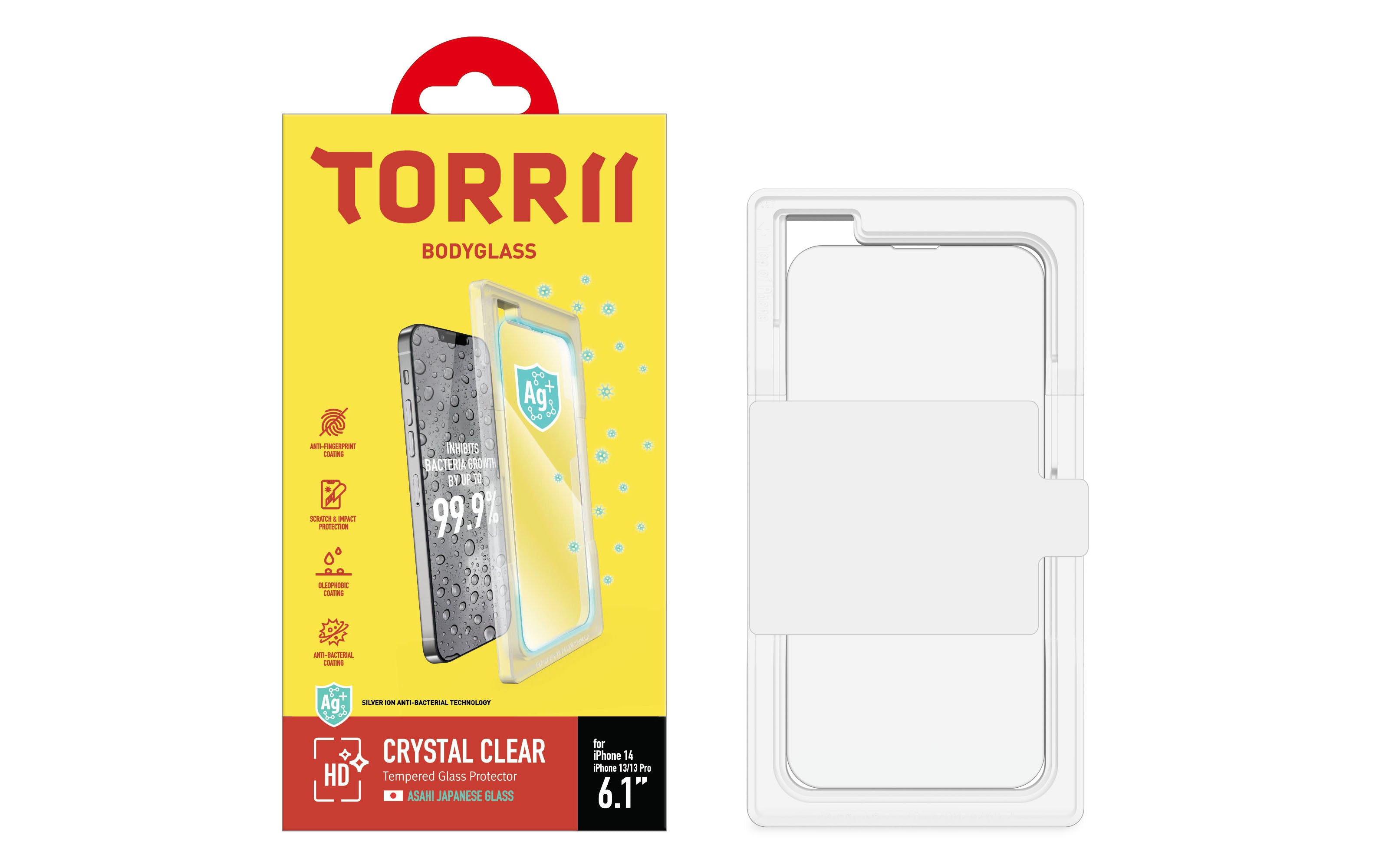 Torrii Bodyglass Screen Protector Anti-Bacterial Coating For iPhone 14 - Clear