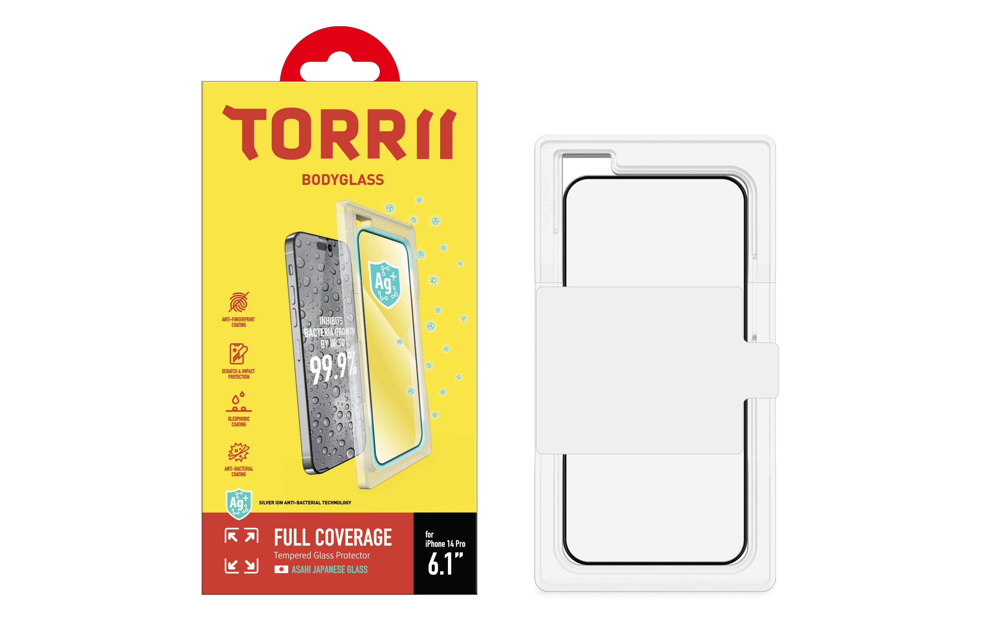 Torrii Bodyglass Screen Protector Anti-Bacterial Coating For iPhone 14 Pro – Full Coverage Black