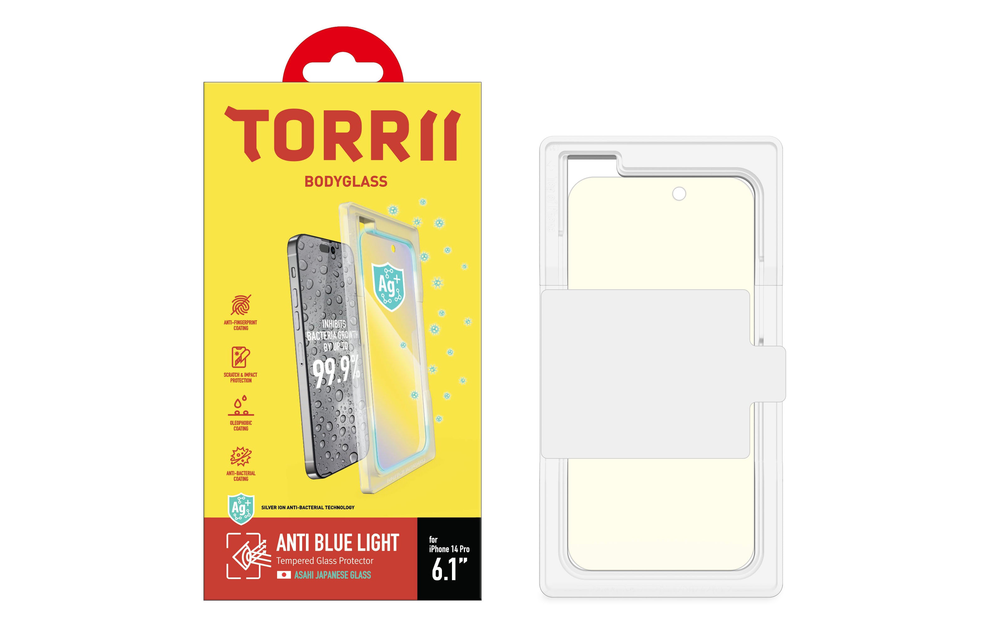 Torrii Bodyglass Screen Protector Anti-Bacterial Coating For iPhone 14 Pro – Anti Blue Light Clear