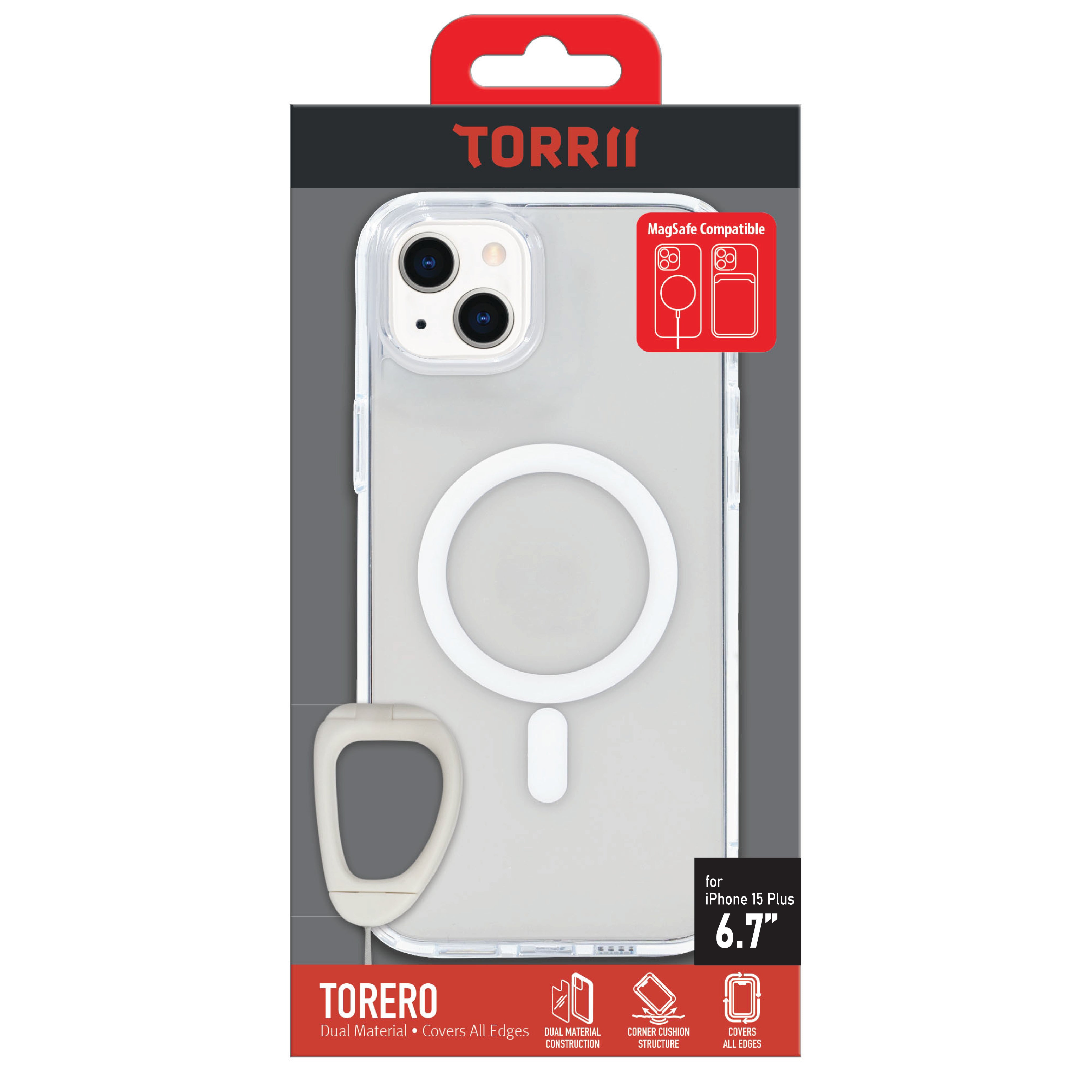 Torrii Torero Magsafe Case Anti-Bacterial Coating For iPhone 15 Plus / 14 Plus - Clear