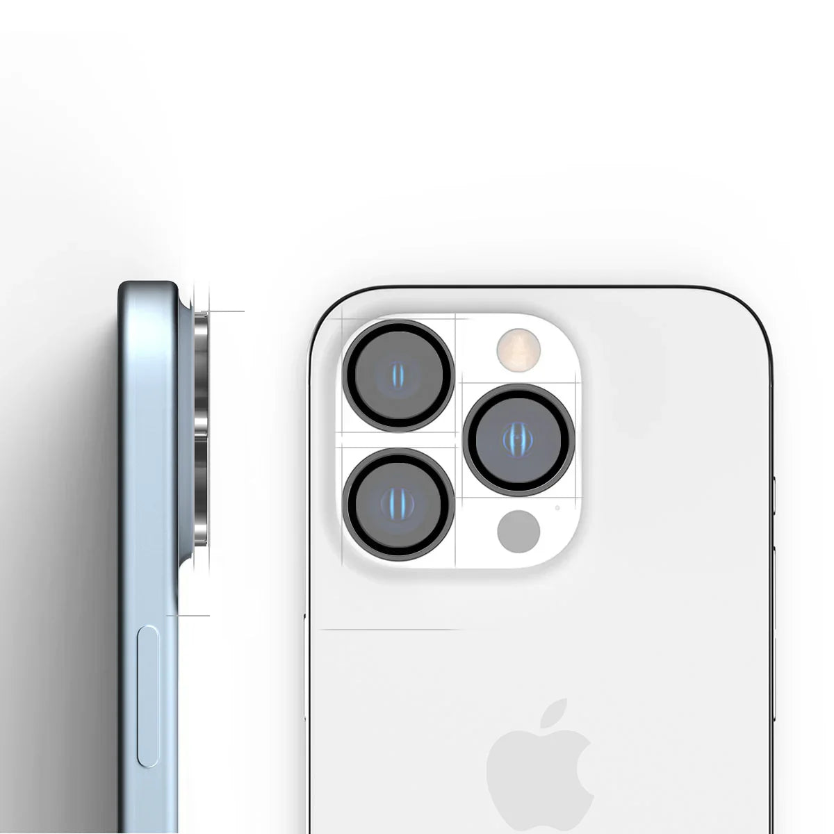 Araree C-Sub Core MR Indivisual Metal Ring Camera Lense Protector Glass For iPhone 15 Pro / 15 Pro Max - Clear - Tashqila