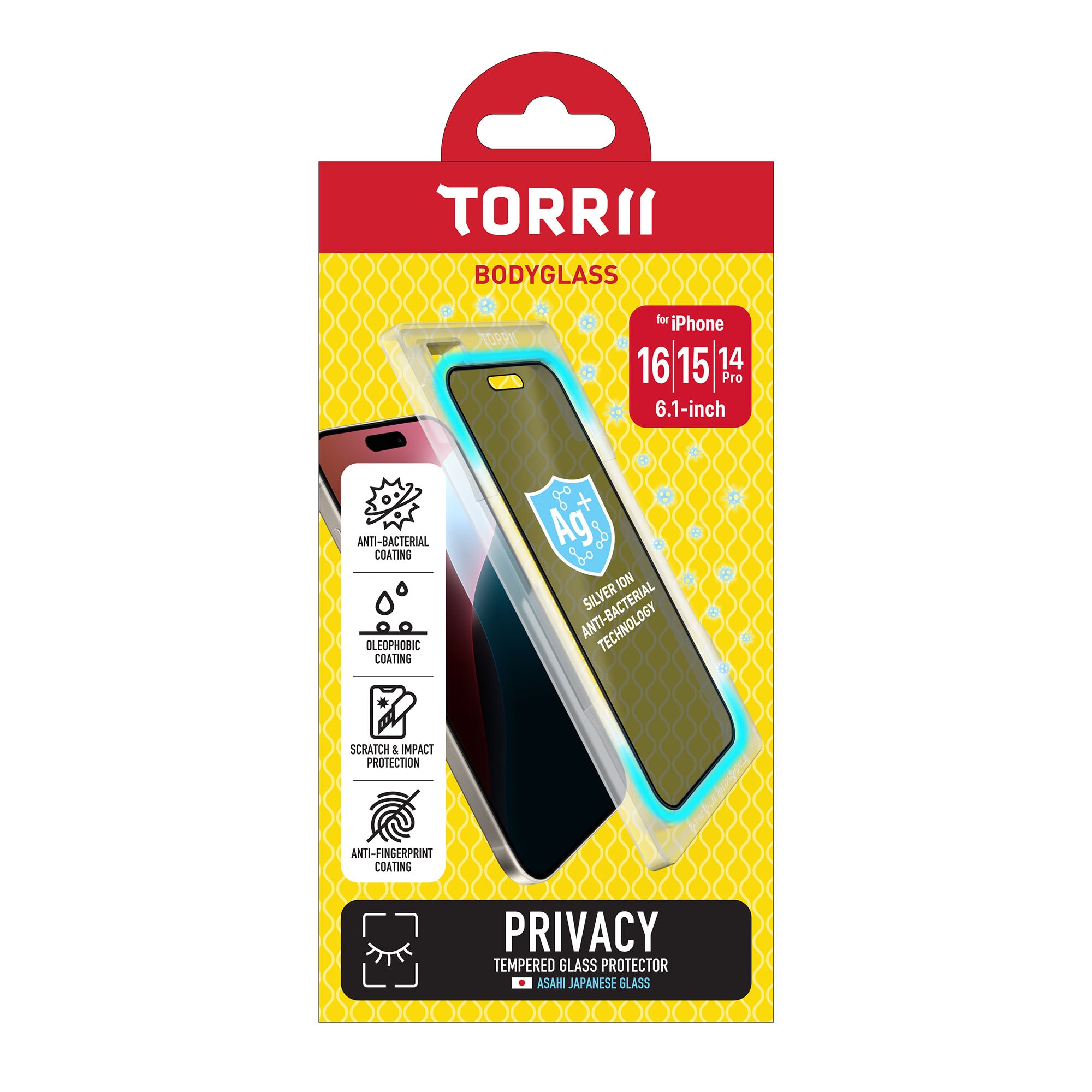 Torrii Bodyglass iPhone 16 / 15 / 14 Pro Screen Protector Glass - Privacy