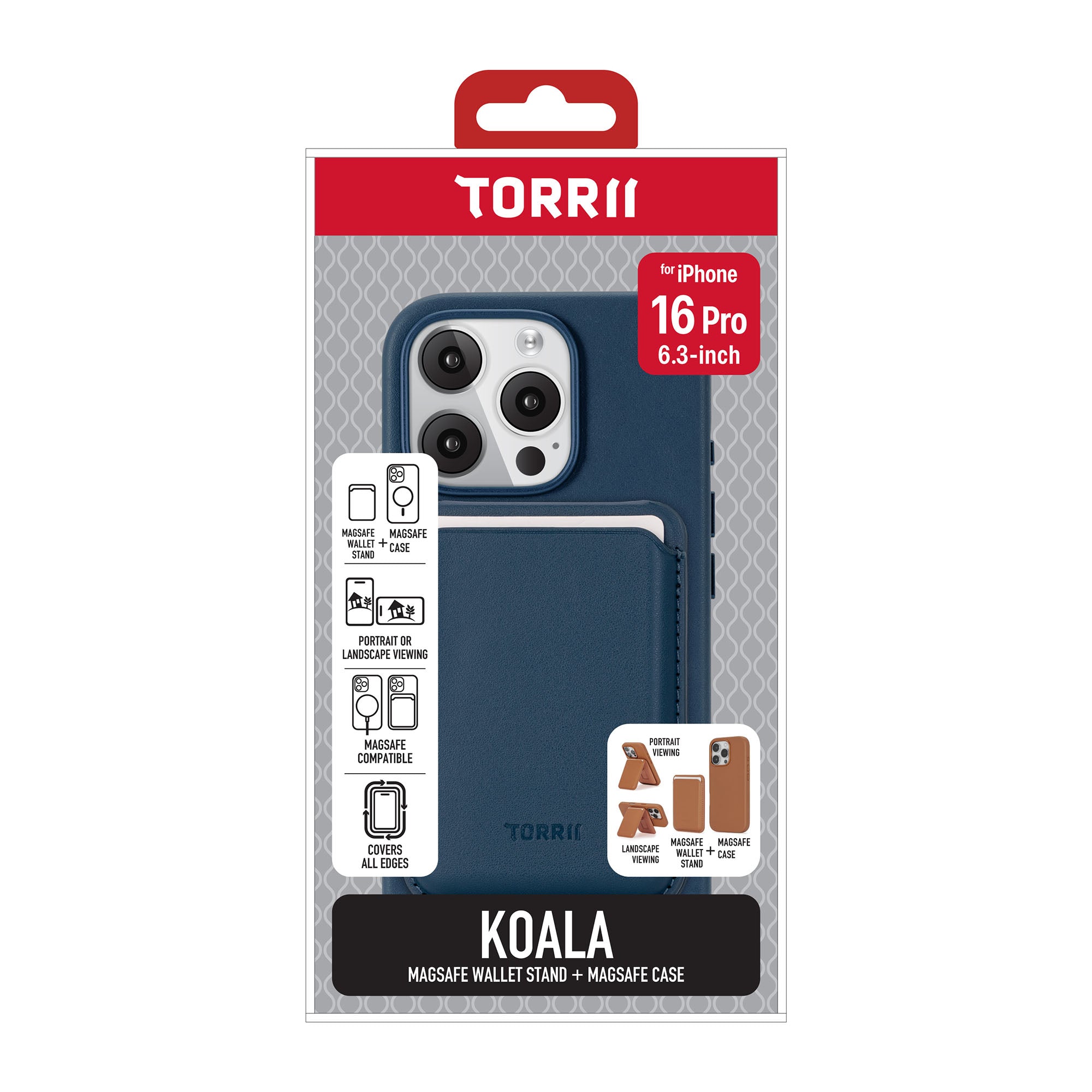 iPhone 16 Pro Torrii Koala MagSafe Case + Wallet Stand - Navy