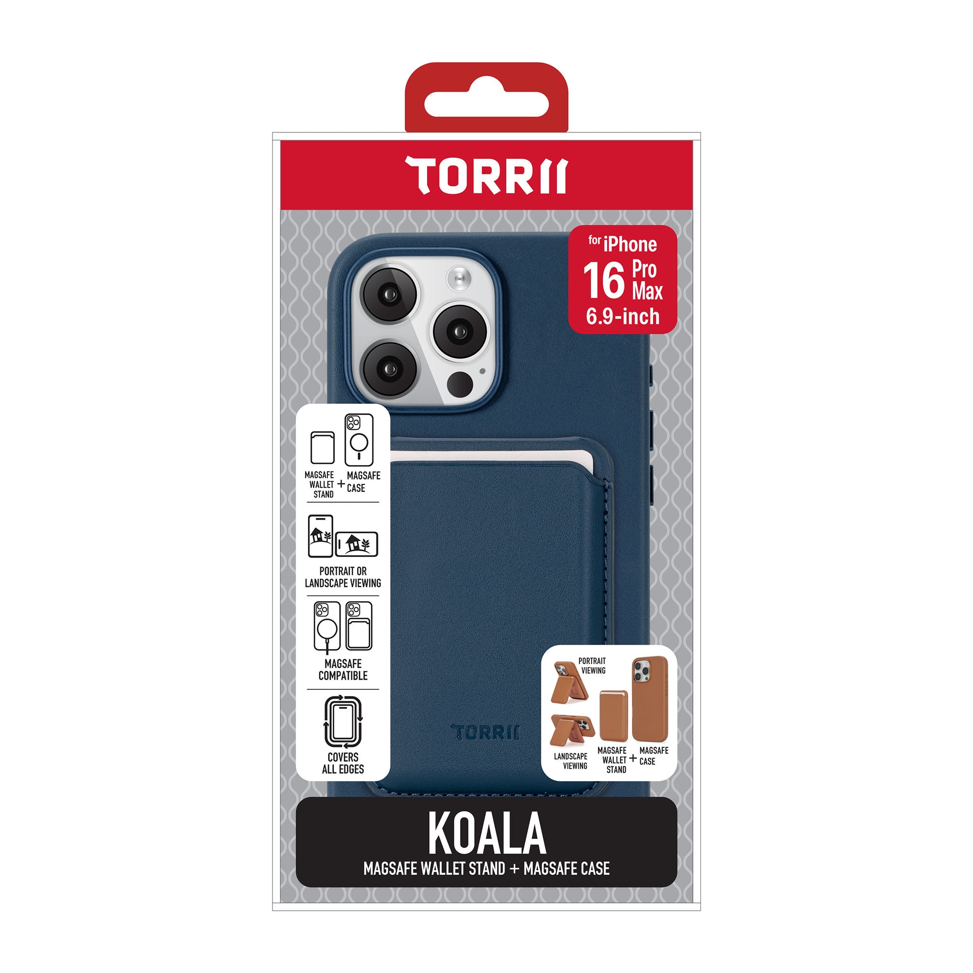 iPhone 16 Pro Max Torrii Koala MagSafe Case + Wallet Stand - Navy