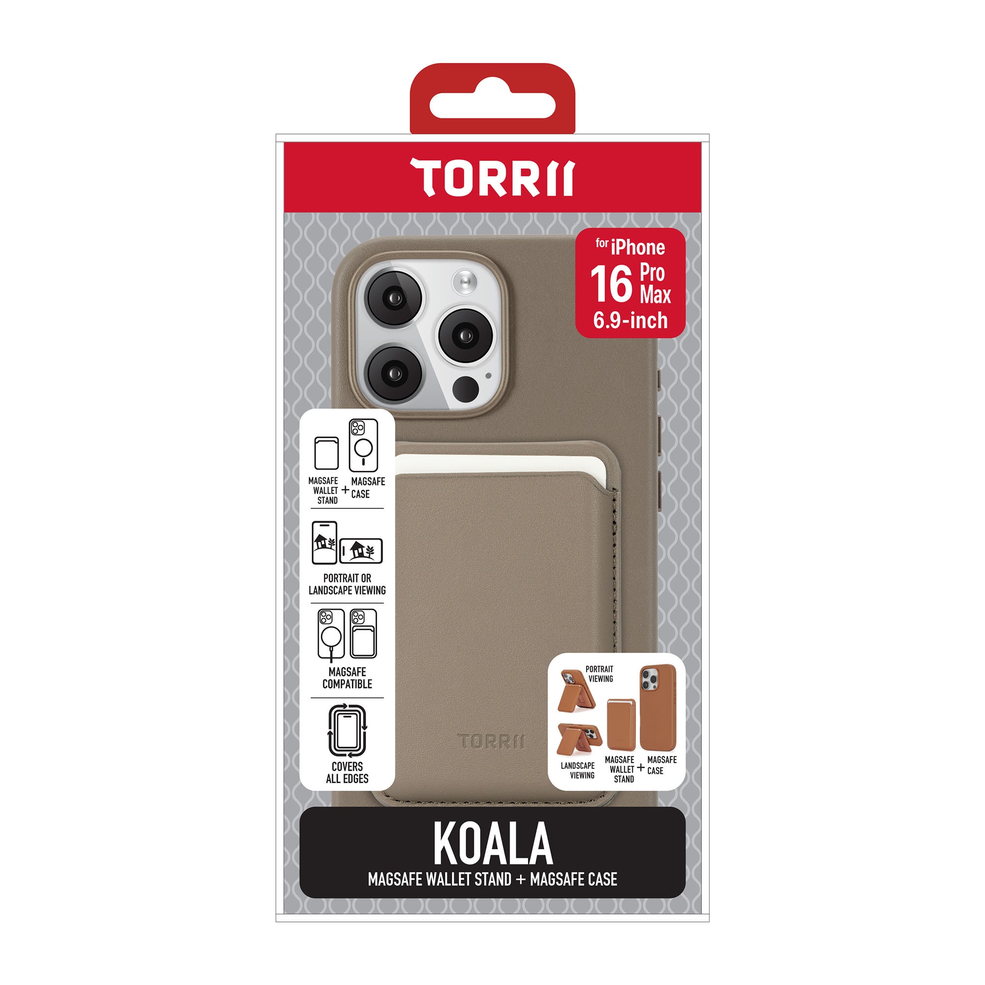 iPhone 16 Pro Max Torrii Koala MagSafe Case + Wallet Stand - Slate Gray