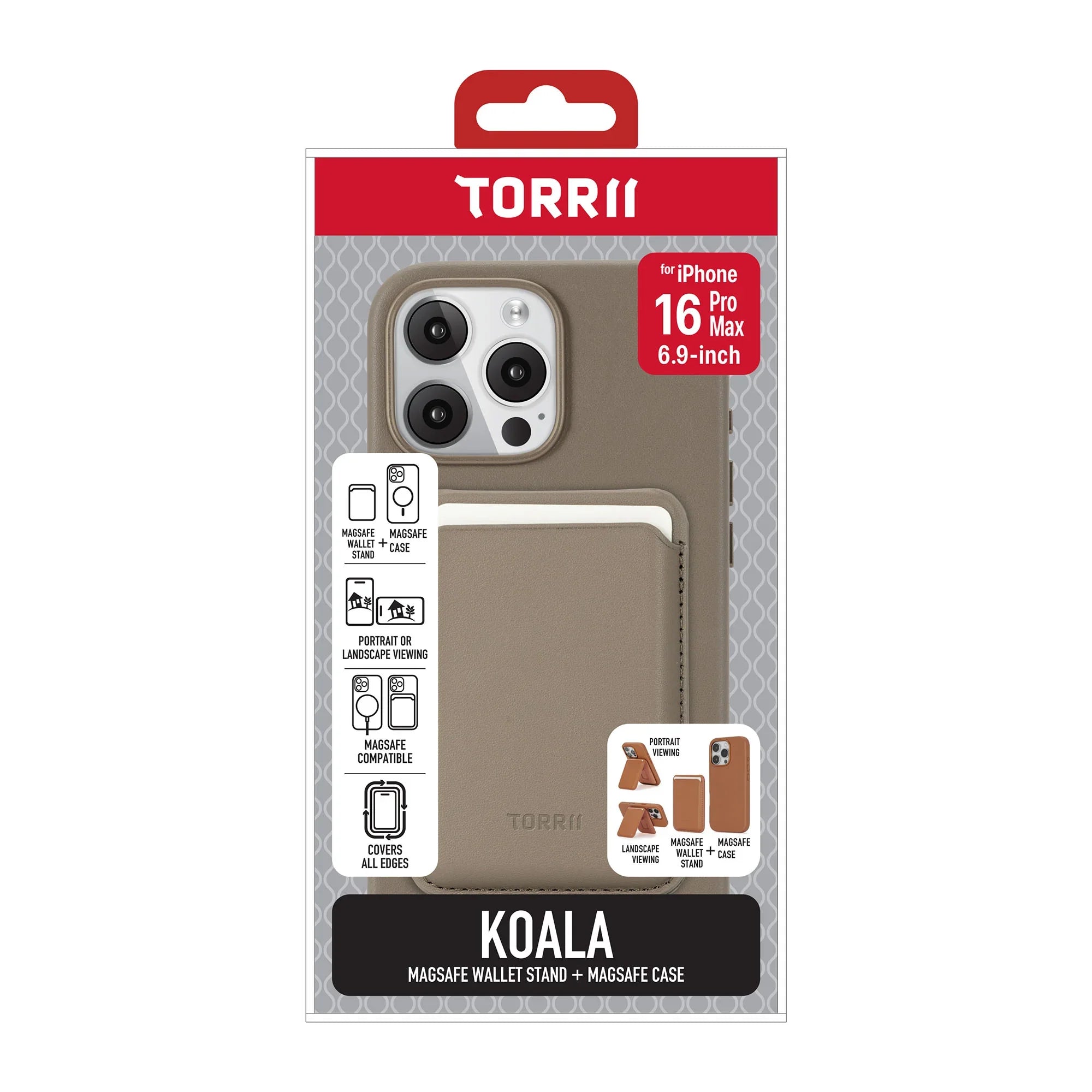 iPhone 16 Pro Max Torrii Koala MagSafe Case + Wallet Stand - Slate Gray - Tashqila