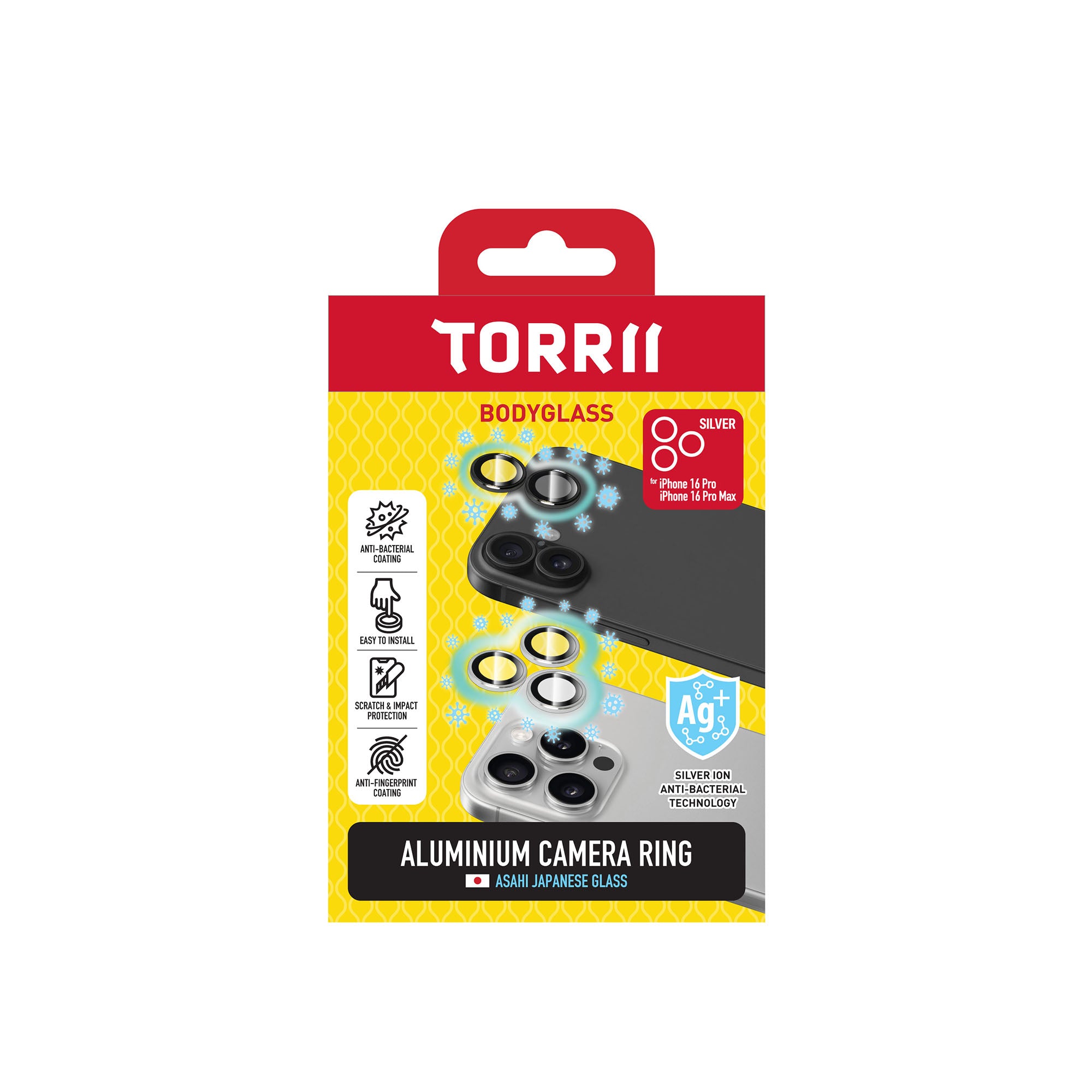 Torrii Bodyglass iPhone 16 Pro / iPhone 16 Pro Max Aluminium Camera Ring - Silver