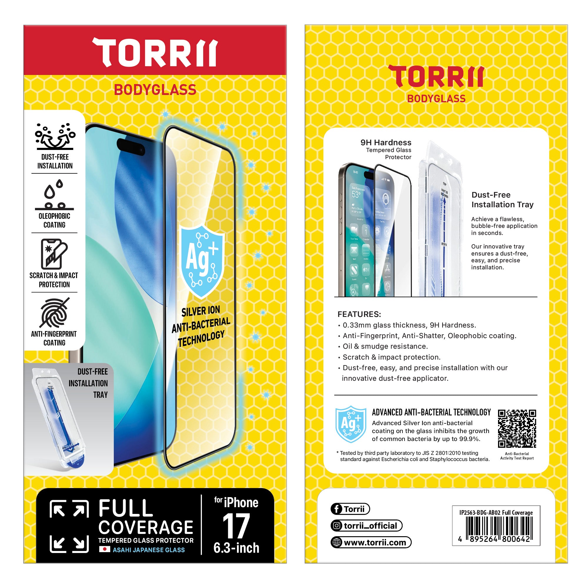 Torrii iPhone 17 Bodyglass Screen Protector - Full Coverage