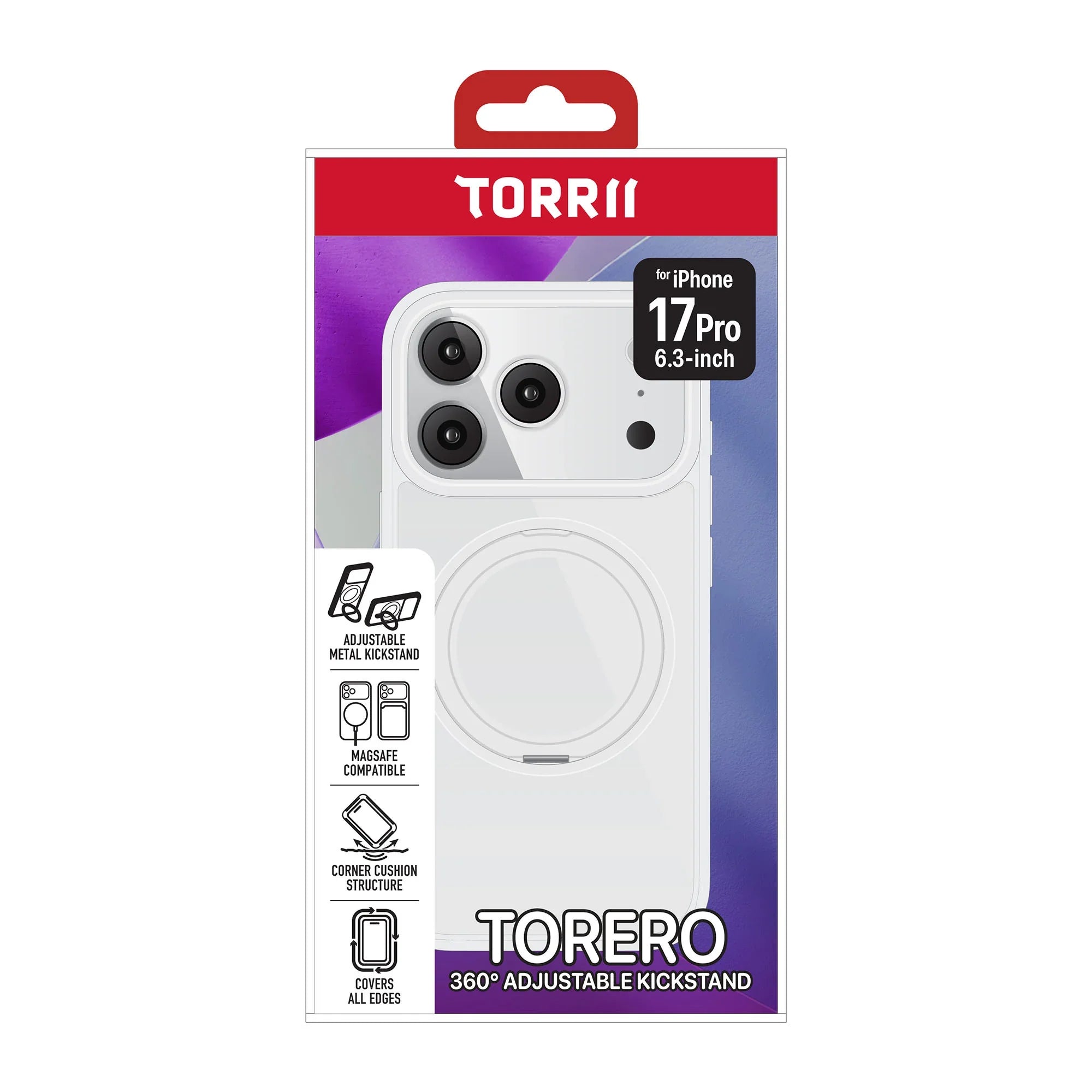 TORRII Torero case for iPhone 17 Pro with 360° adjustable kickstand and MagSafe compatibility
