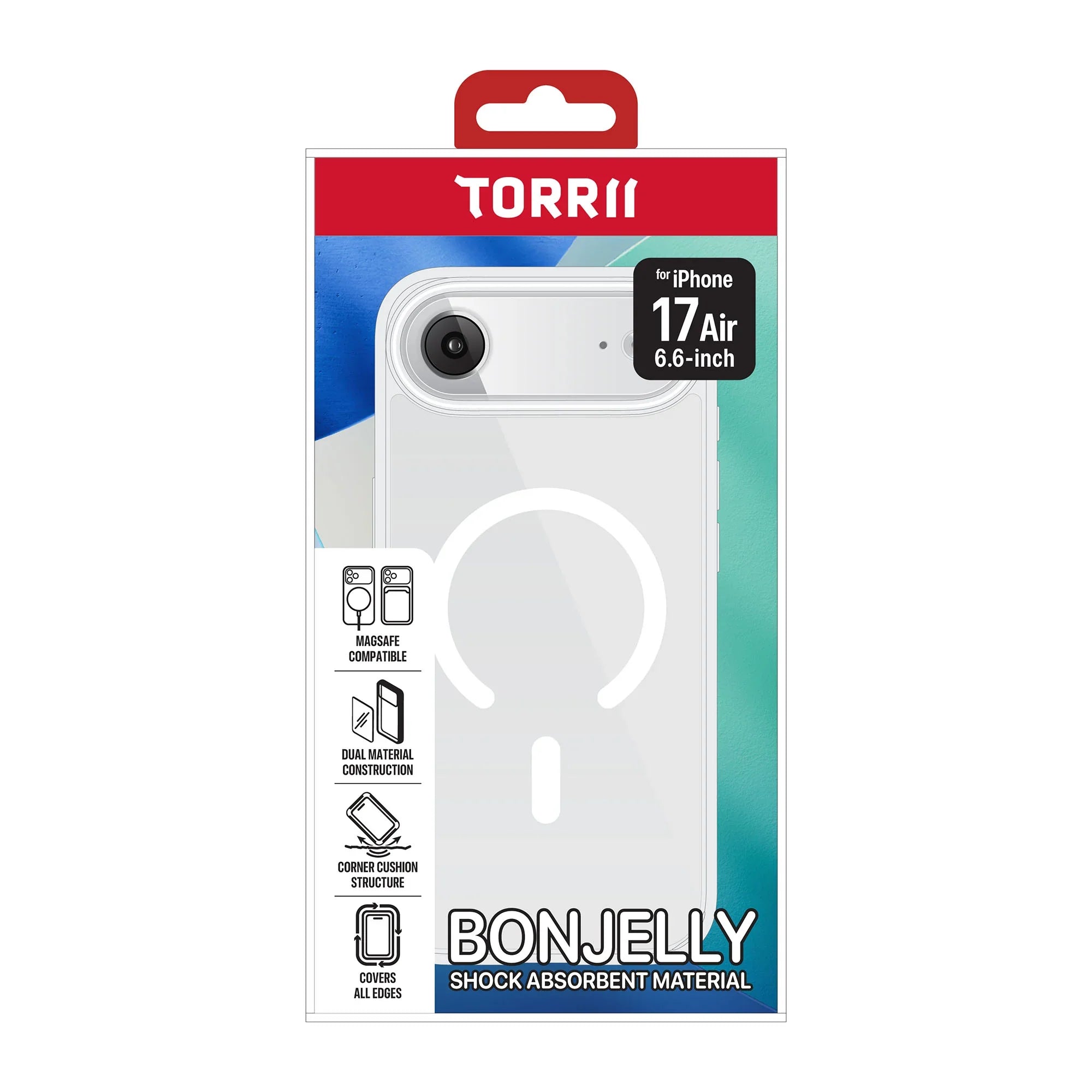 TORRII BonJelly clear case for iPhone 17 Air 6.6-inch, MagSafe compatible, shock absorbent, dual material