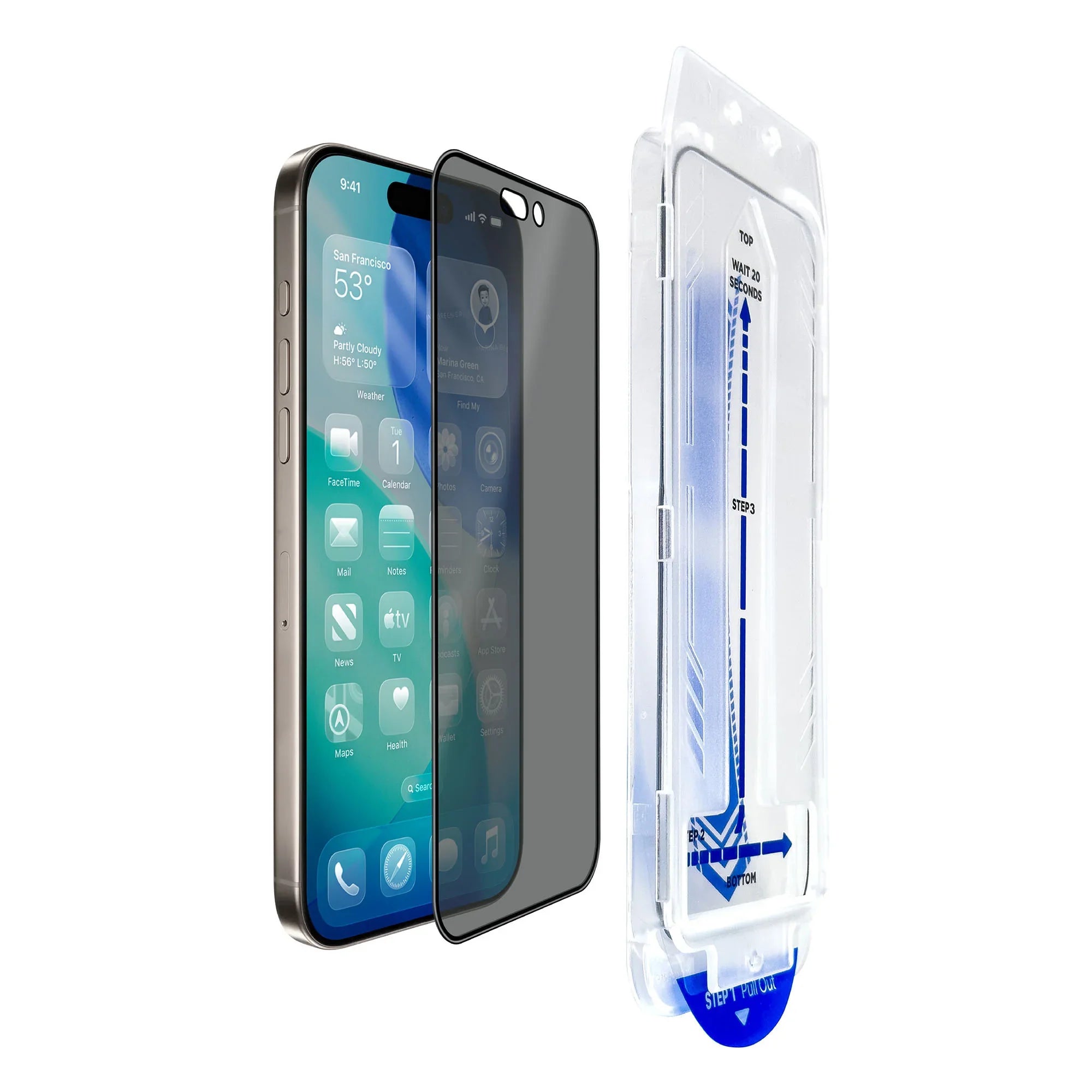 واقي شاشة زجاجى توراى  لهاتف ايفون ١٧ برو ماكس - حماية من ٤ اتجاهات للخصوصية