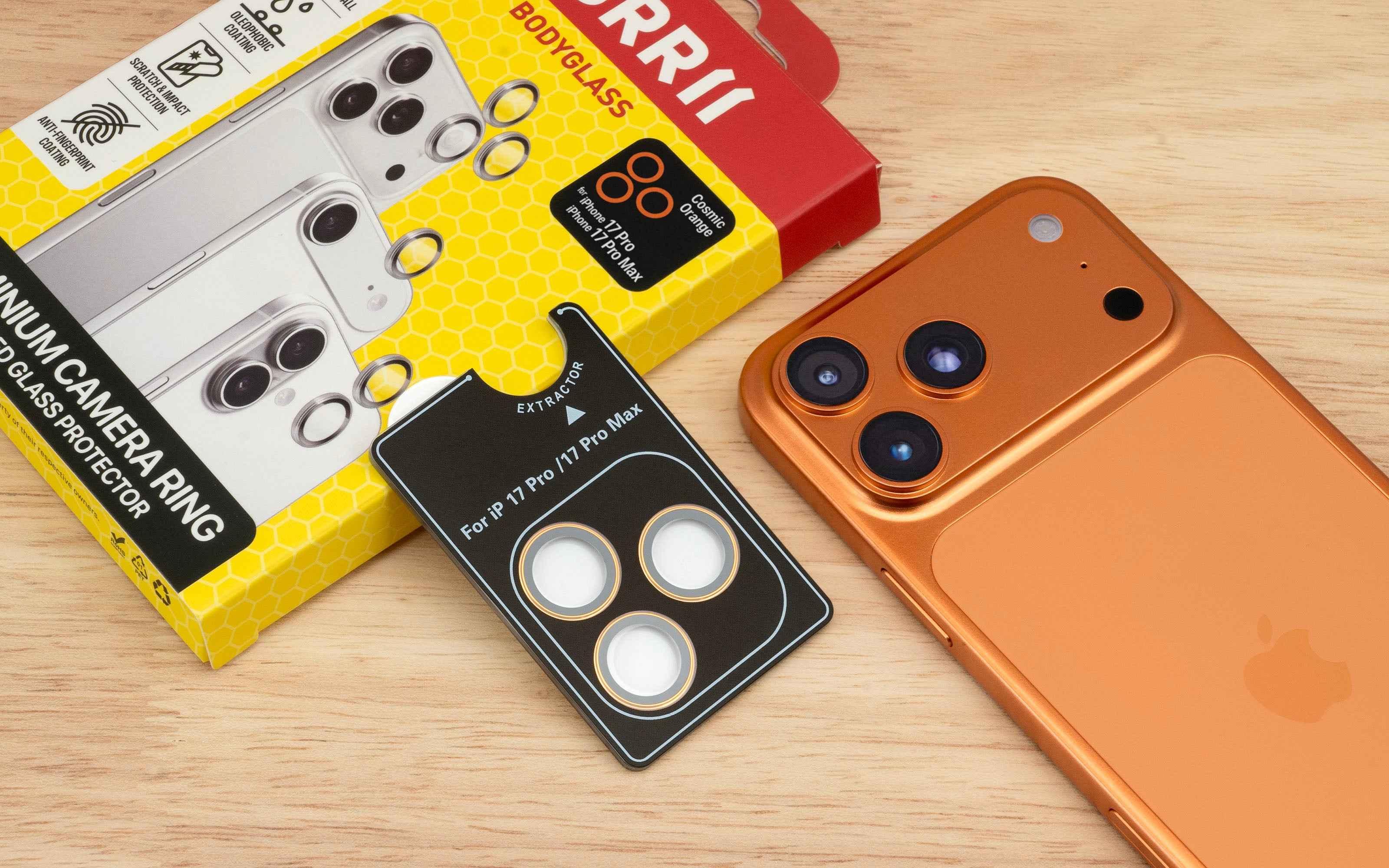 Torrii iPhone 17 Pro / iPhone 17 Pro Max Bodyglass Aluminium Camera Ring - Cosmic Orange