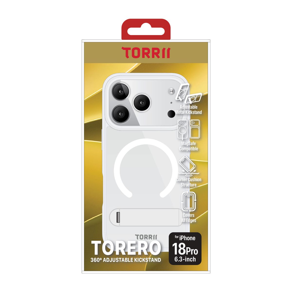 iPhone 18 Pro, Torrii Torero Magsafe and Stand Cover, Clear