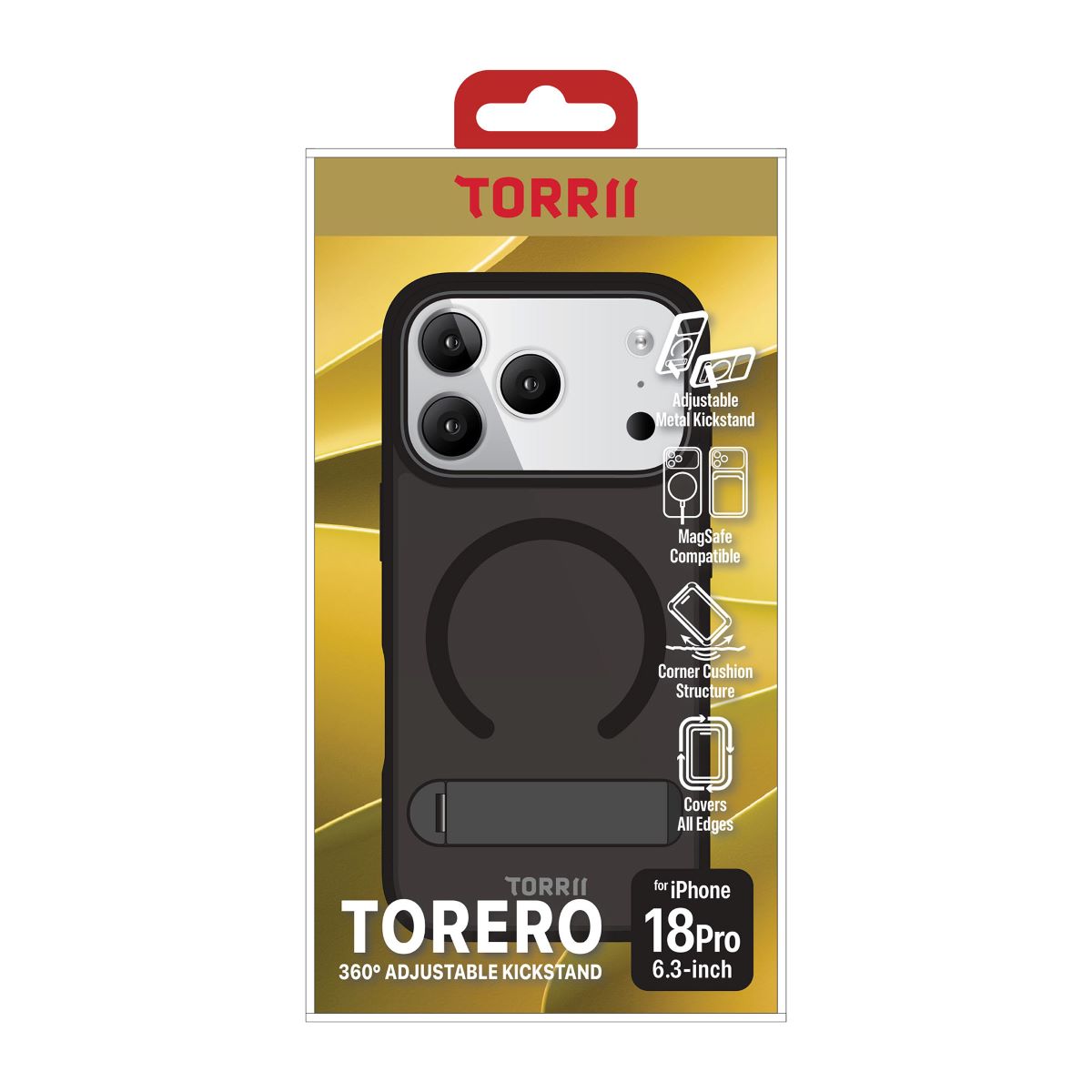 iPhone 18 Pro, Torrii Torero Magsafe and Stand Cover, Black