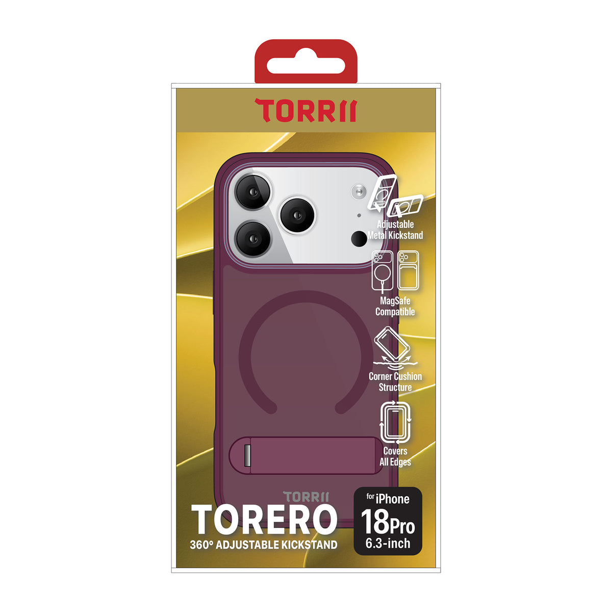 iPhone 18 Pro, Torrii Torero Magsafe and Stand Cover - Cherry
