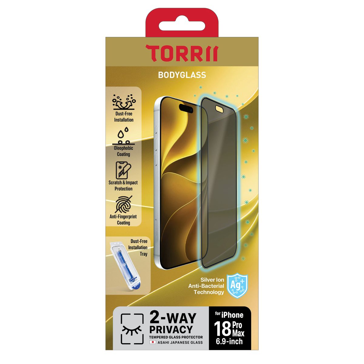iPhone 18 Pro Max, Torrii Bodyglass Screen Protector - Privacy