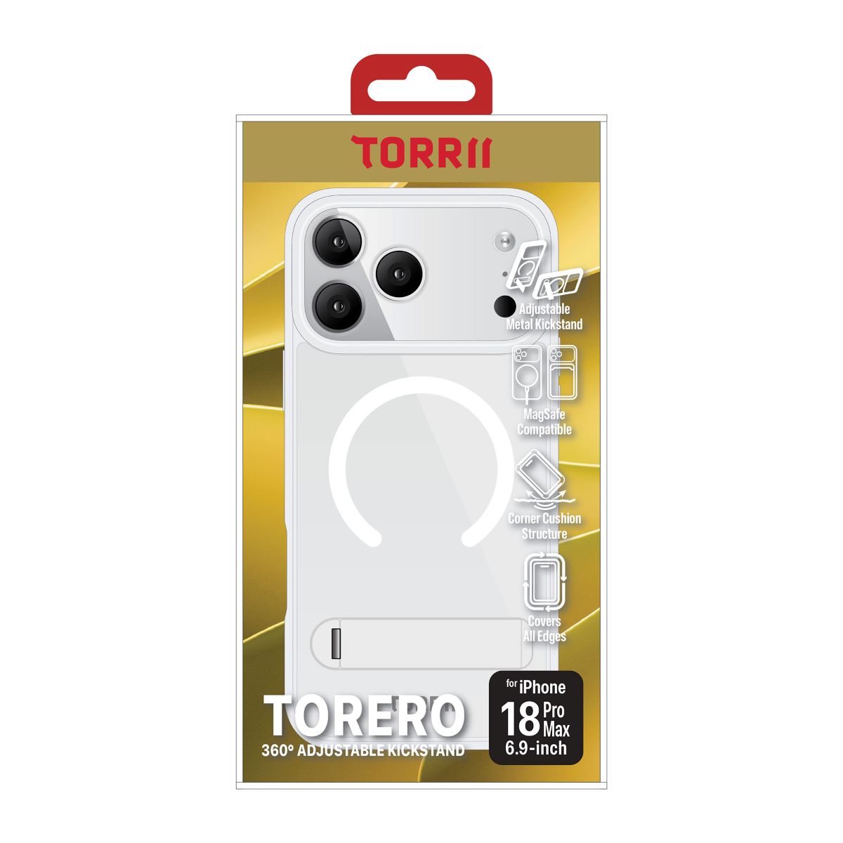 iPhone 18 Pro Max, Torrii Torero Magsafe and Stand Cover, Clear