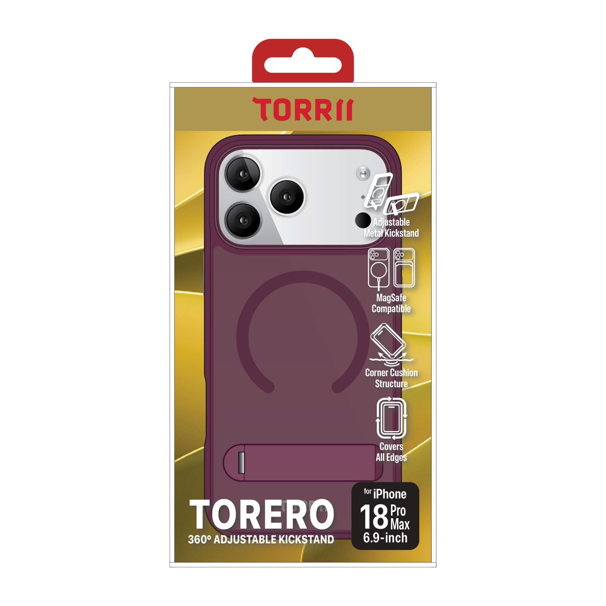 iPhone 18 Pro Max, Torrii Torero Magsafe and Stand Cover - Cherry