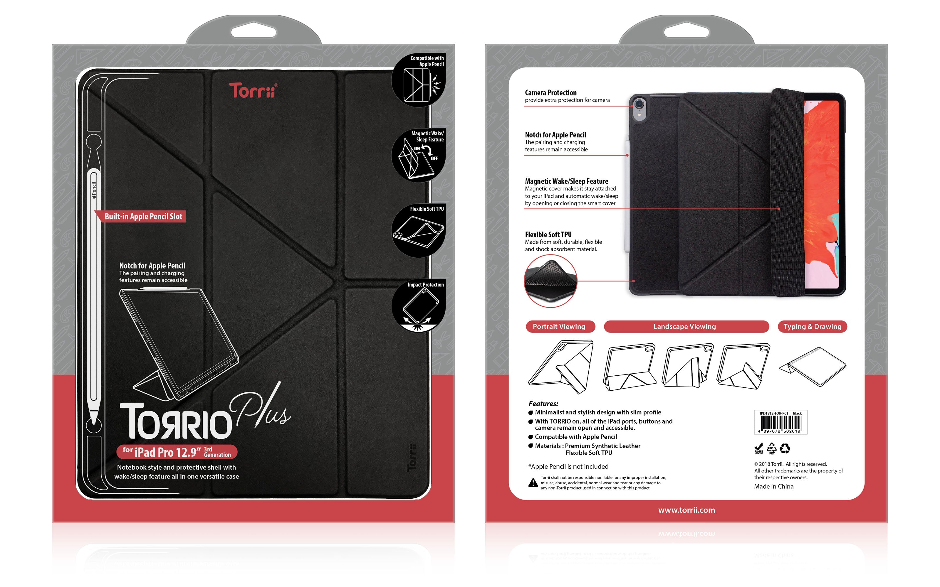 Torrii Torrio Plus For iPad Pro 12.9 2018 - Black