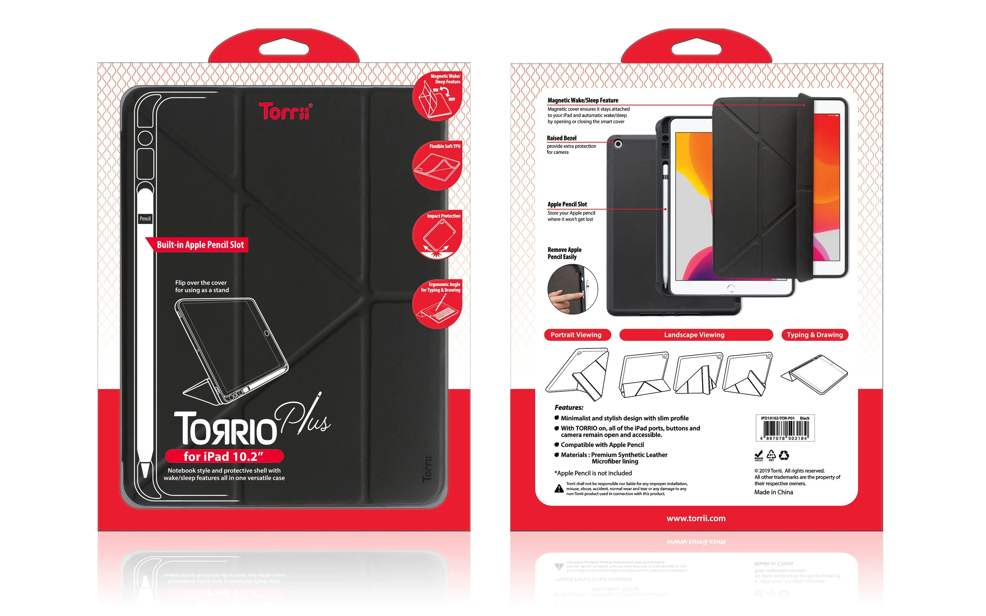 Torrii Torrio Plus Case For iPad 10.2 2019 - Black - Tashqila
