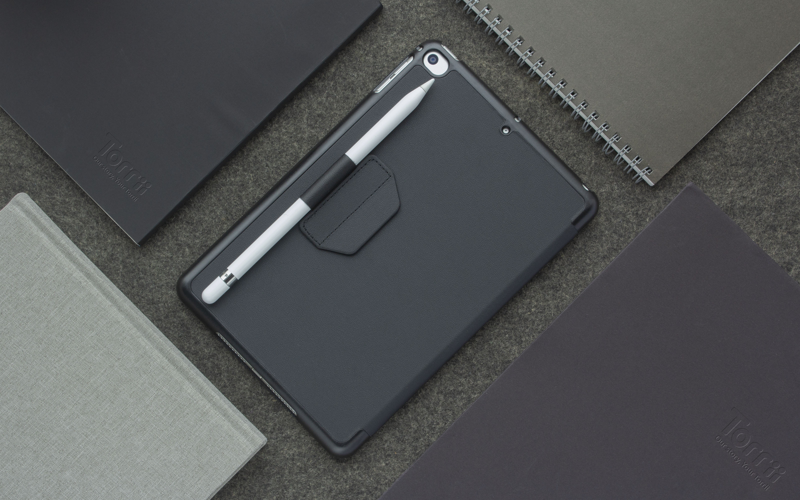 Torrii Torrio Wallet For iPad Mini 5 2019 With Apple Pencil Holder - Black