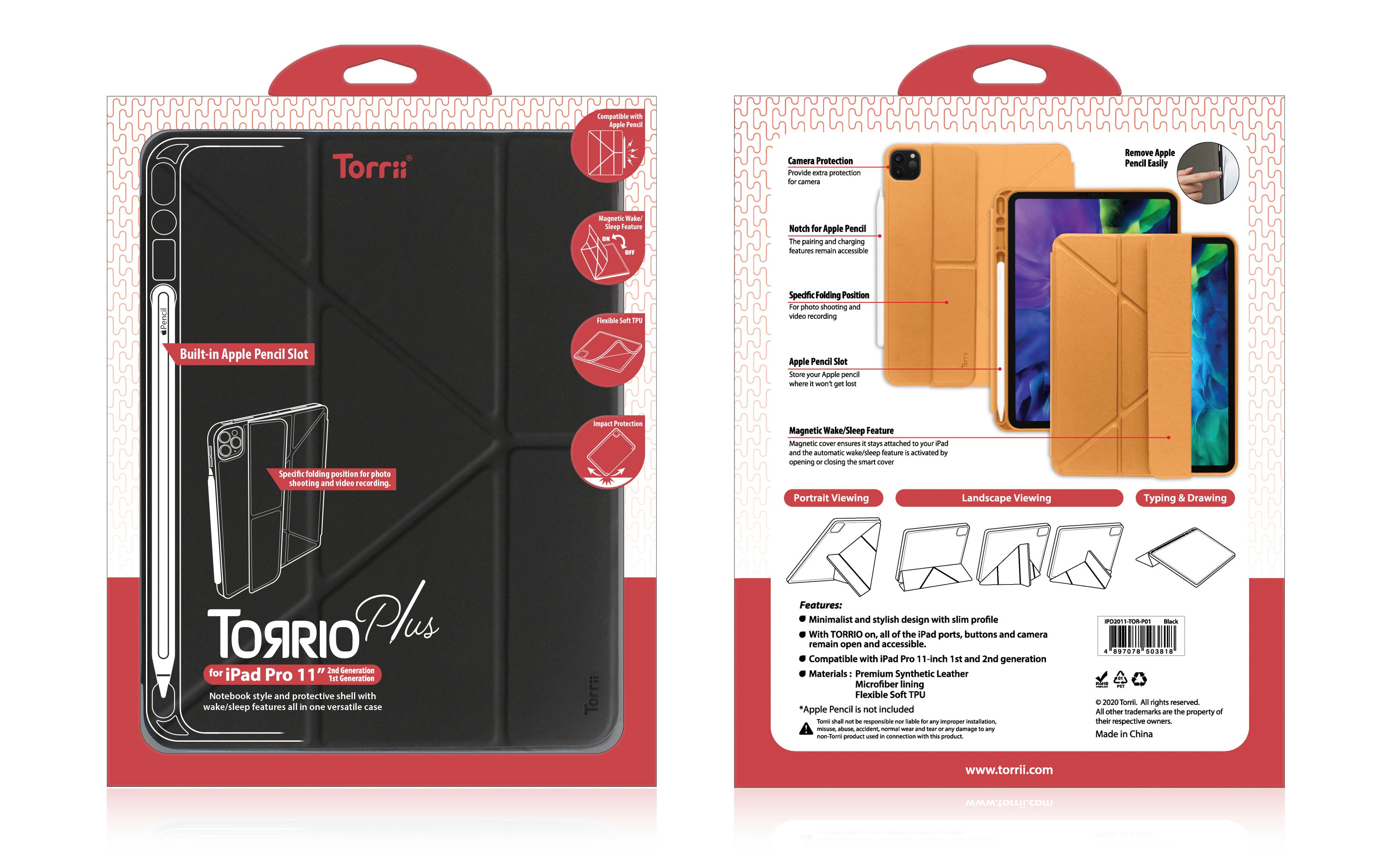 Torrii Torrio Plus Case For iPad Pro 11 (2020)- Black