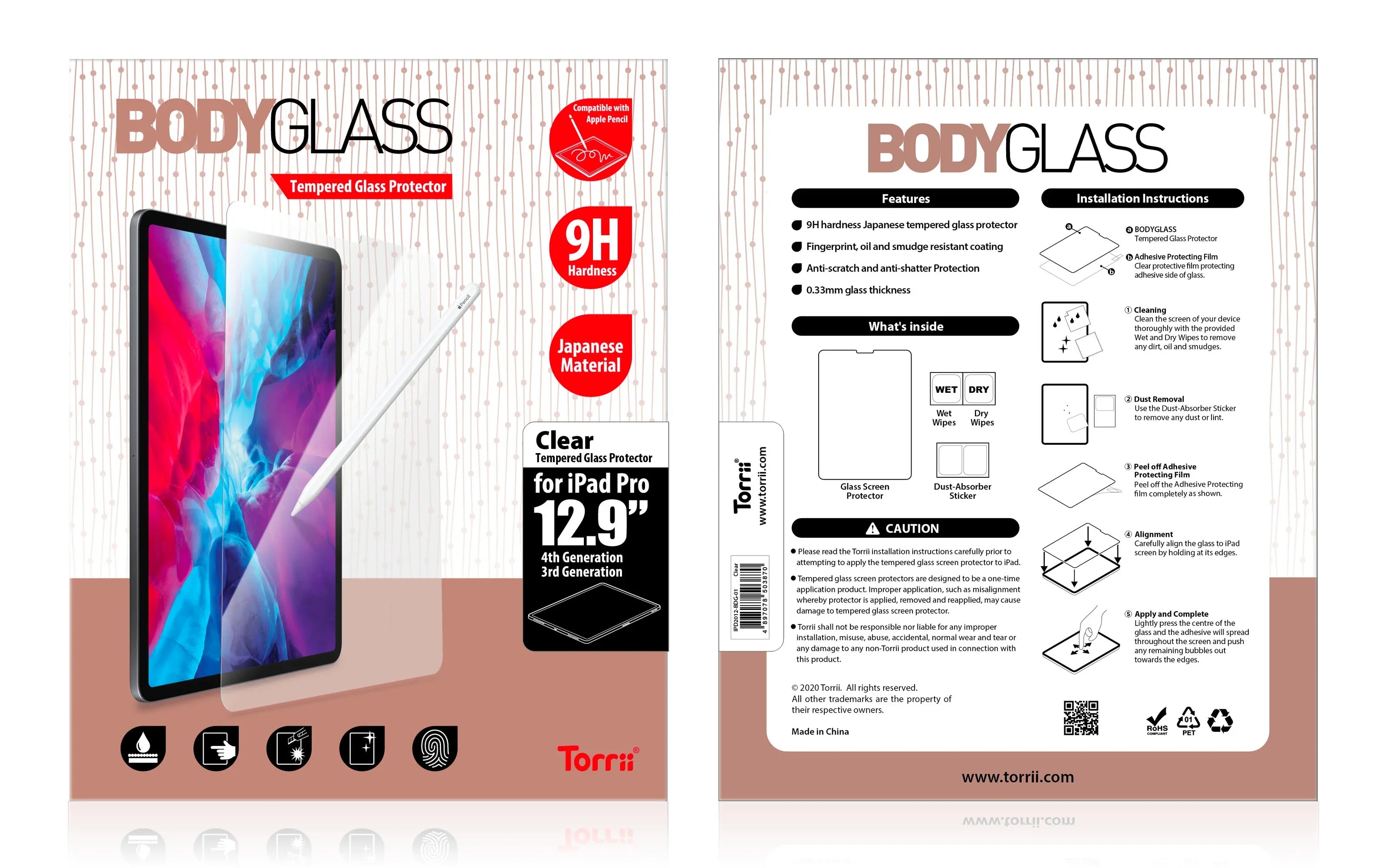 Torrii Bodyglass For iPad Pro 12.9 (2020) - Clear - Tashqila