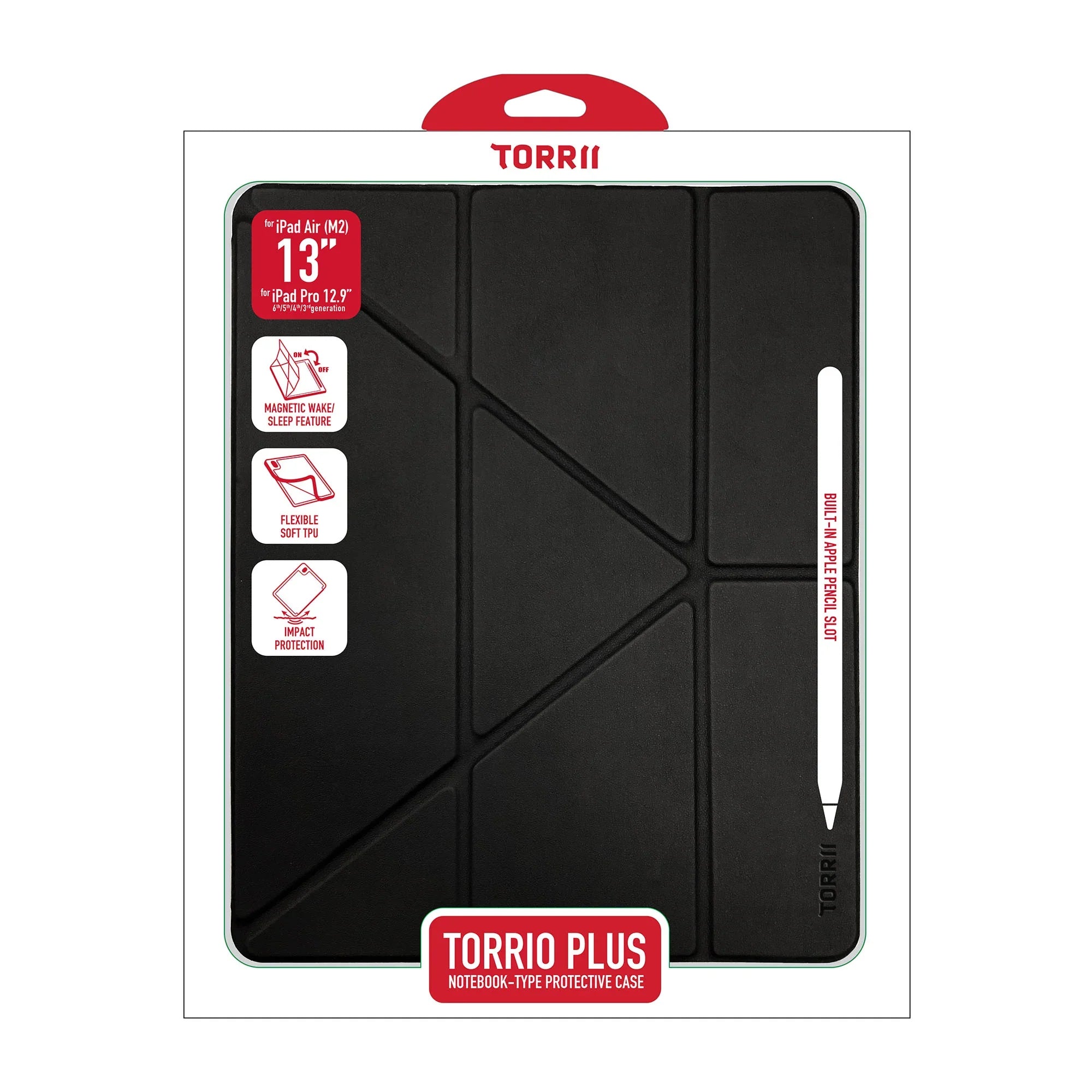 Torrii Torrio Plus for iPad Air 13 (M3 & M2) & iPad Pro 12.9 (6/5/4/3 Gen) - Black - Tashqila