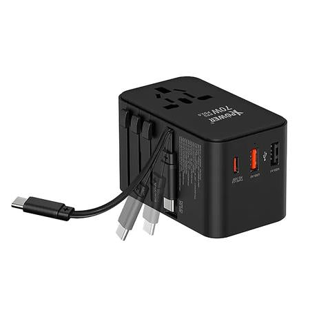 XPower 70W GaN Travel Adaptor TA70C Built-in Cable PD+PPS - Black